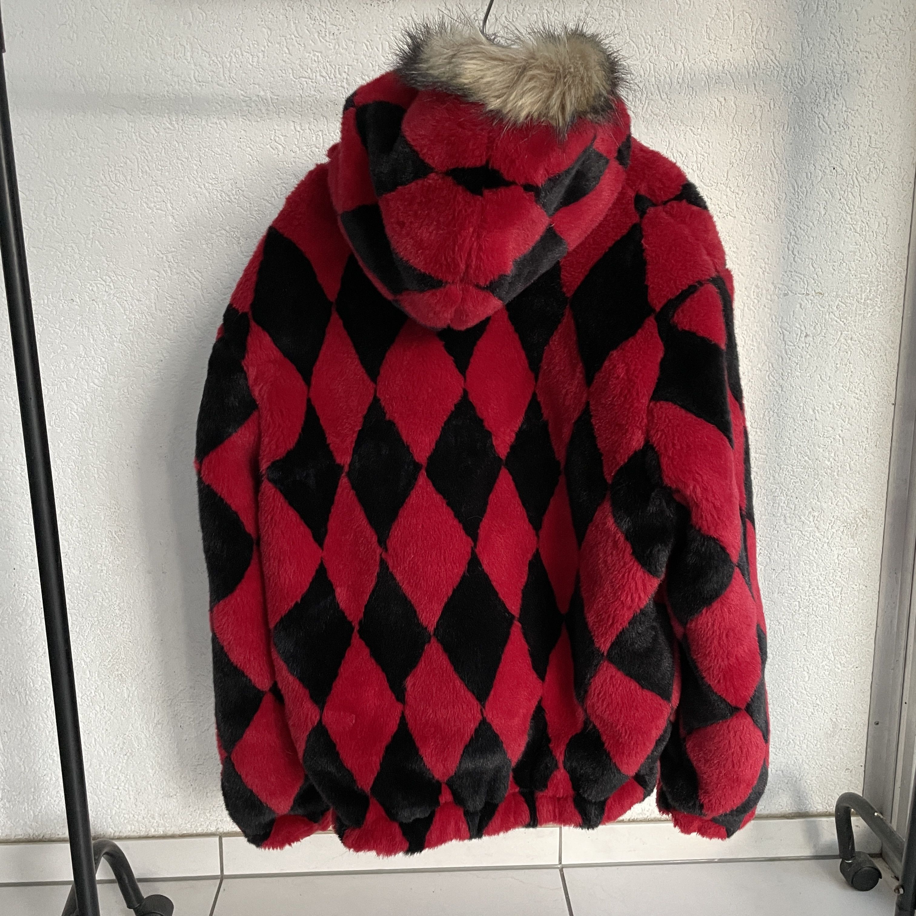 Supreme Supreme Diamond Faux Fur Jacket Red | Grailed