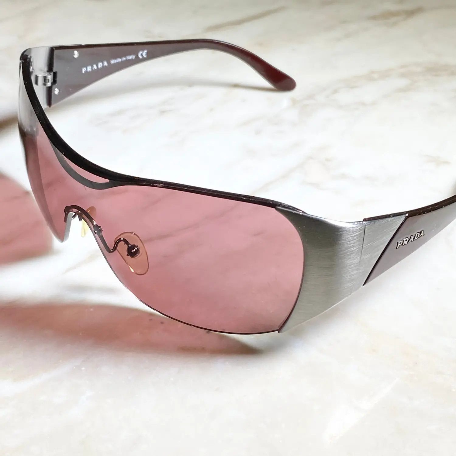 Prada × Vintage PRADA Sunglasses SPR 53G Star Sport Metal Shield Oval Wrap Size ONE SIZE - 1 Thumbnail