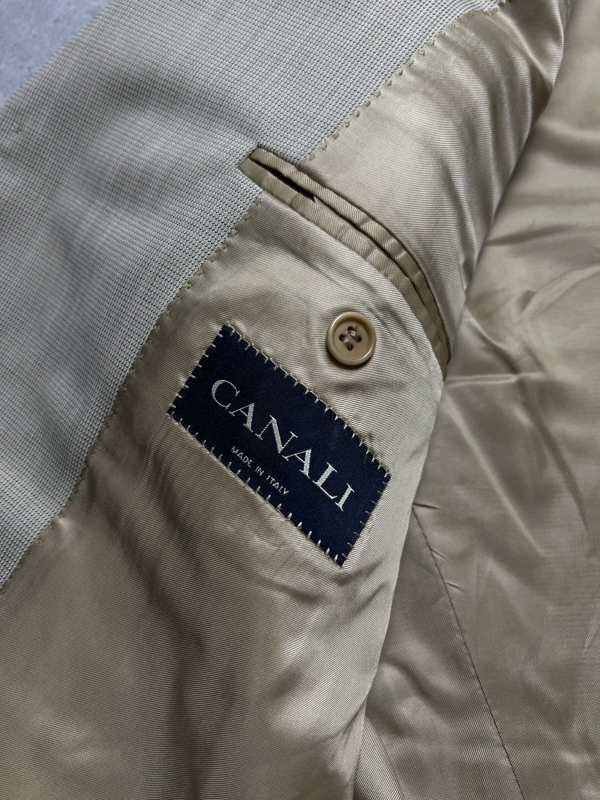 Canali Canali Italy Beige Wool Classic Blazer Jacket Size 50R - 14 Thumbnail