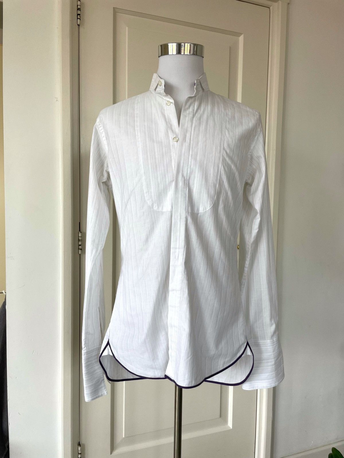Ozwald Boateng Refined Ozwald Boateng Shirt with Silver Pinstripe Size 42R - 1 Thumbnail