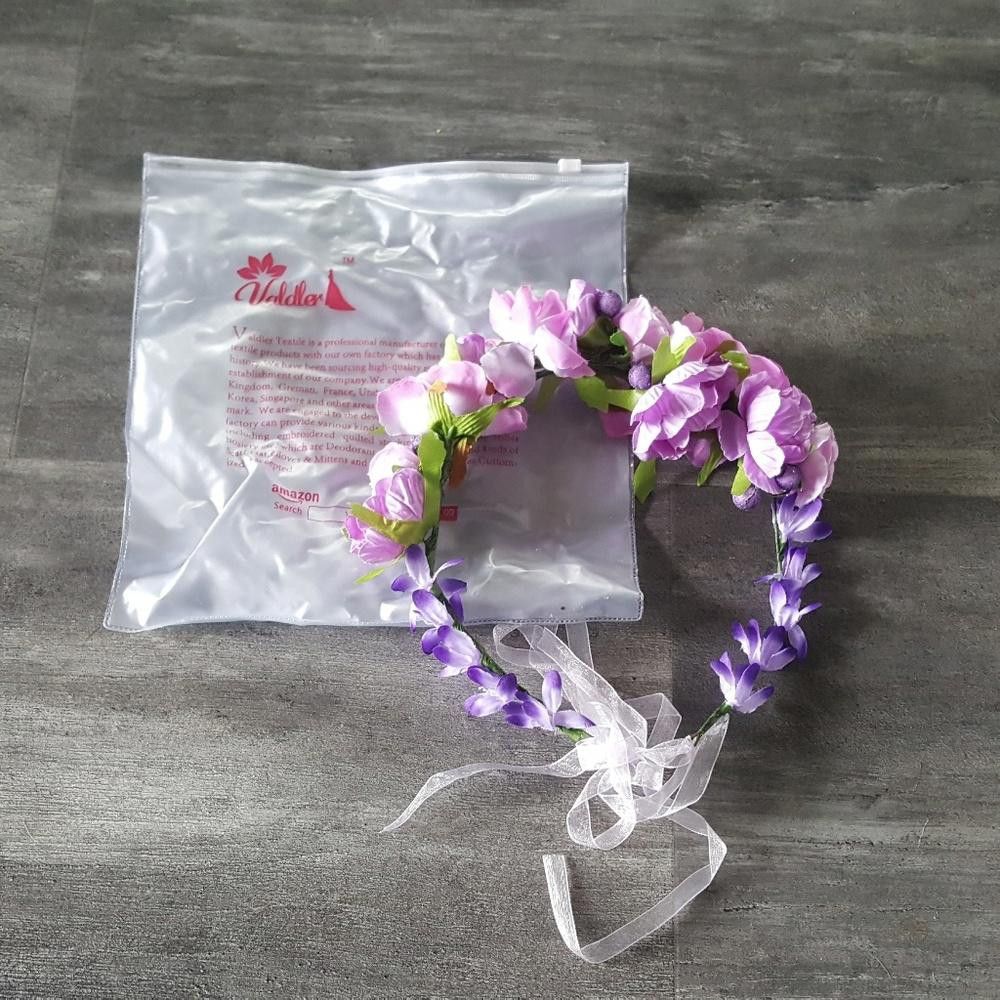 Designer Purple Floral Valdler Head Piece Size ONE SIZE - 1 Thumbnail