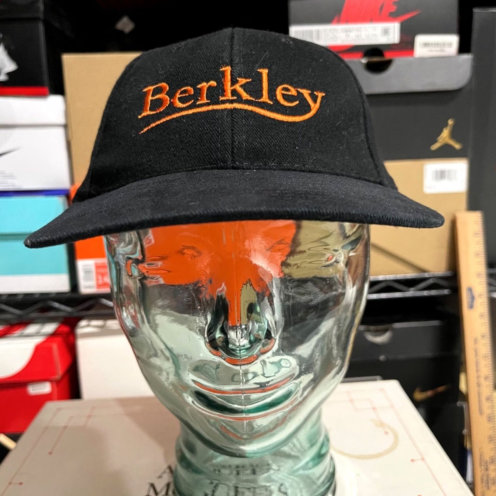 Vintage Nissin Berkley Hat Cap Black Adult Snap Back Adjustable Script Mens Vintage Baseball Cap Mens Size ONE SIZE - 3 Thumbnail