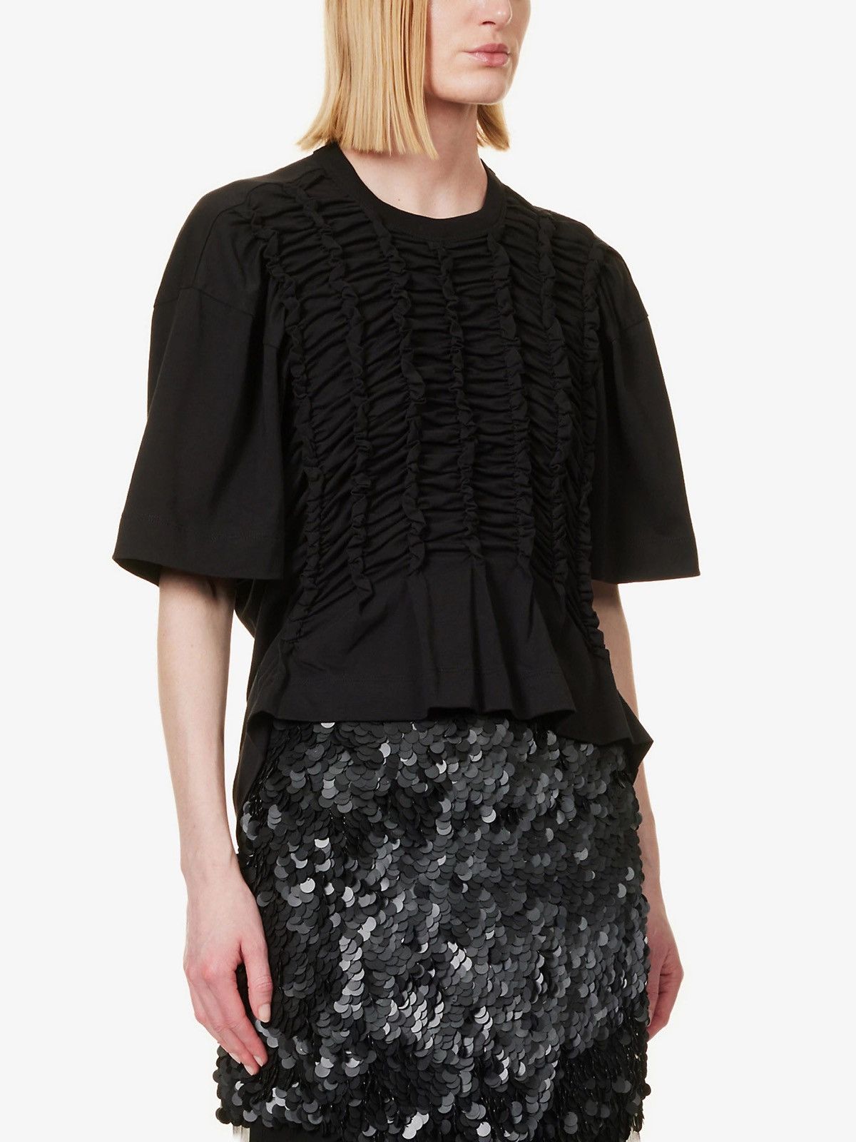 Dries Van Noten Ruched Cotton-Jersey T-Shirt Size M / US 6-8 / IT 42-44 - 3 Thumbnail