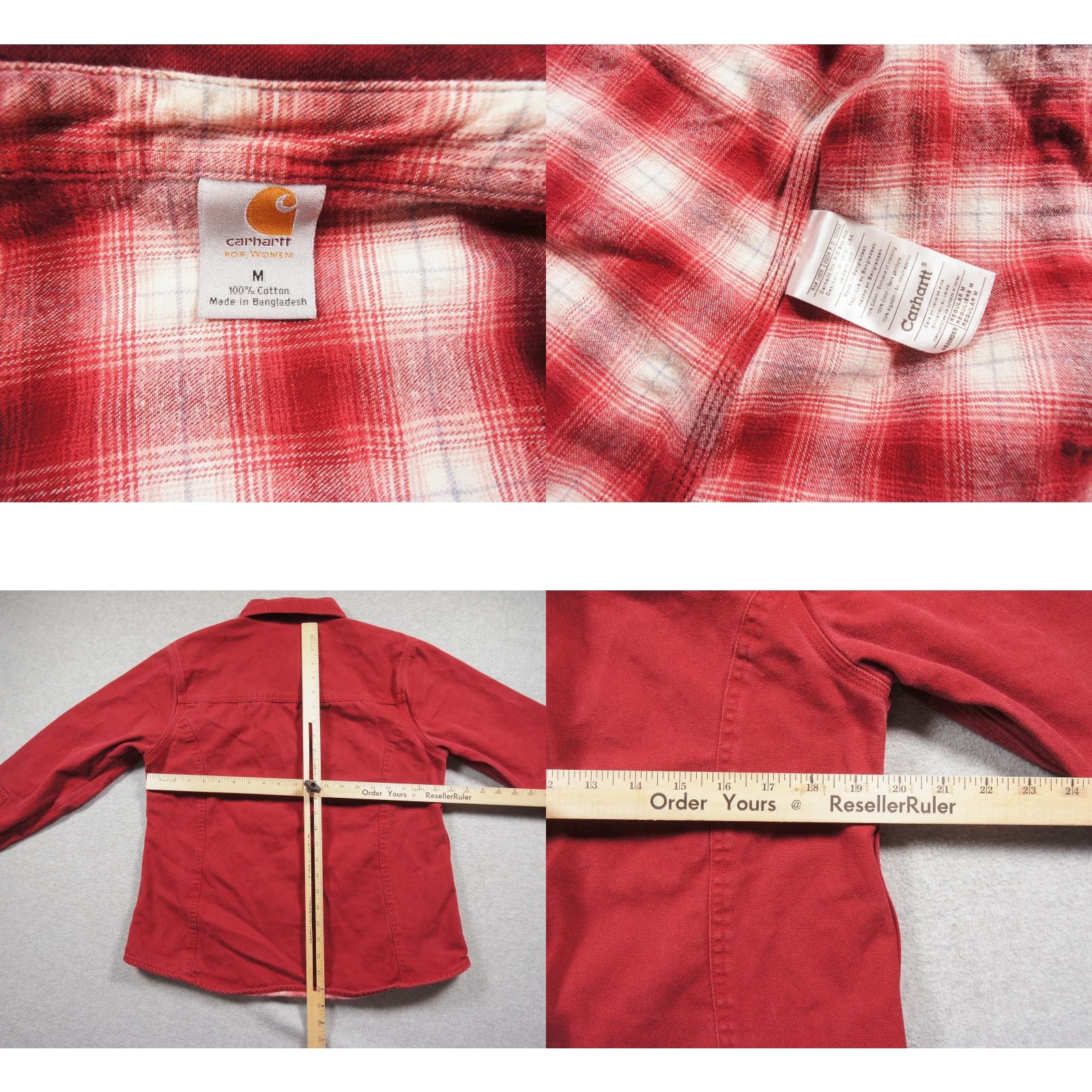 Carhartt VINTAGE Carhartt Shirt Womens Medium Red Canvas Button Down Snap Flannel Lined Ladies Size M / US 6-8 / IT 42-44 - 8 Thumbnail