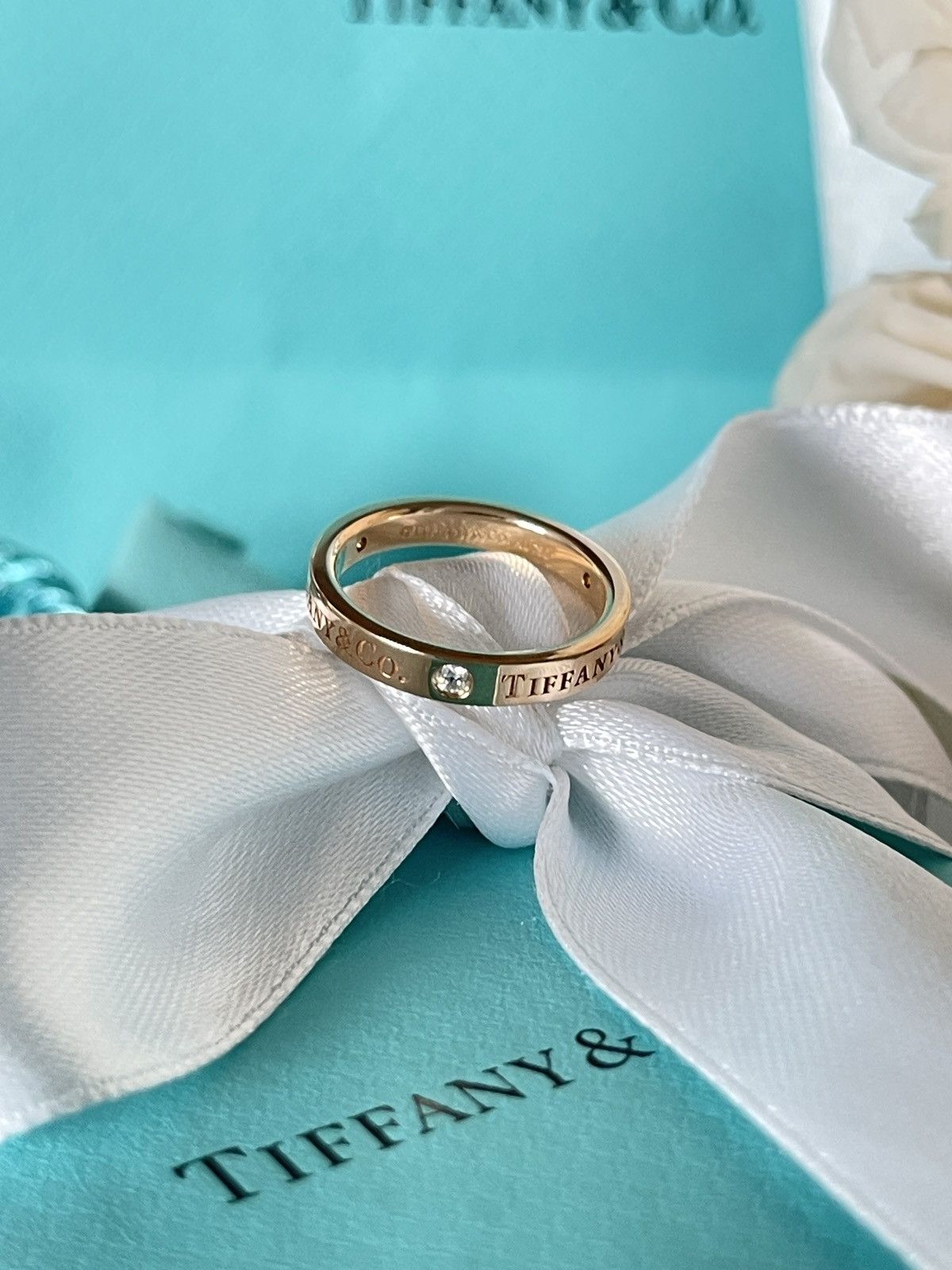 Tiffany & Co. Band Ring with Diamonds RG size 5 NEW $1850