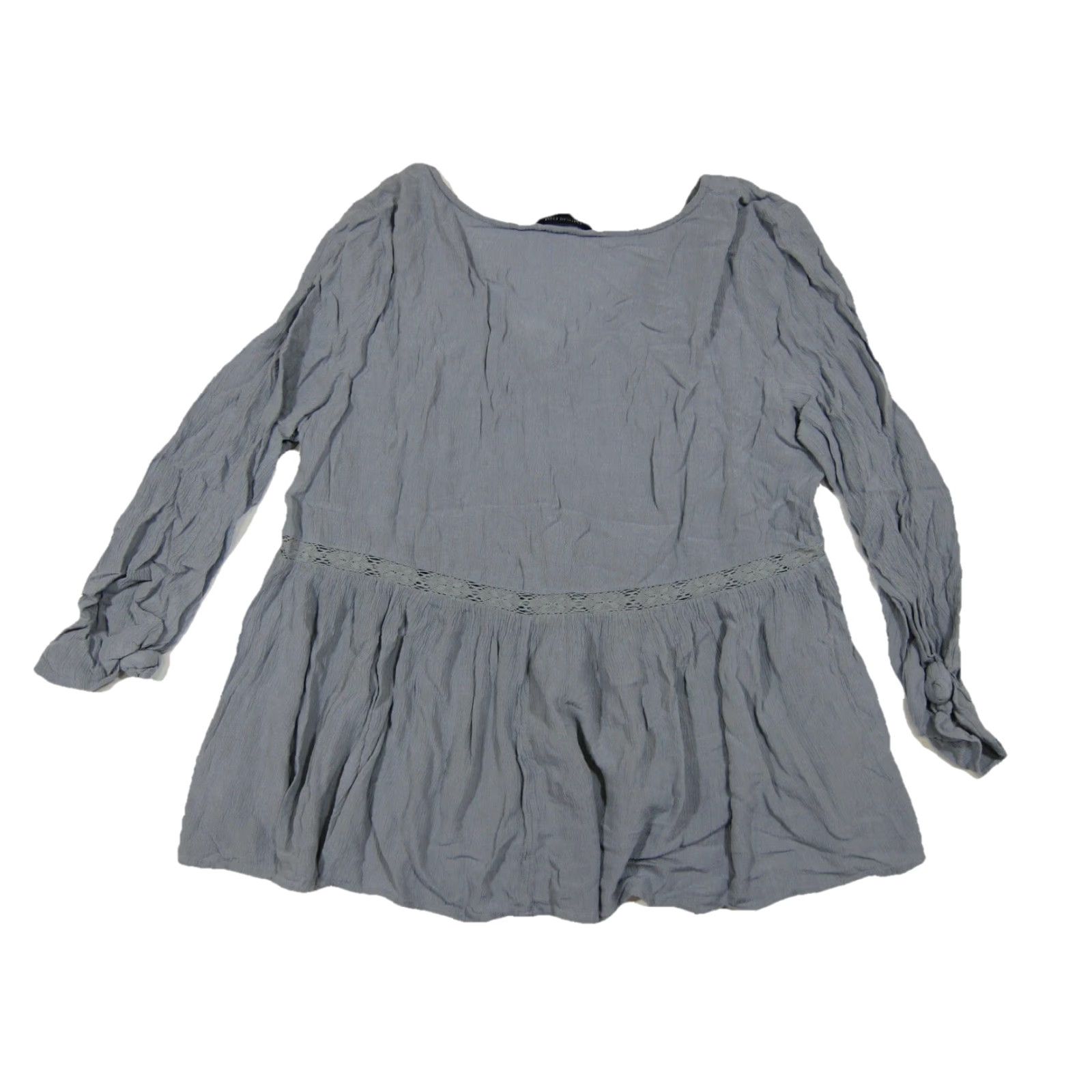 American Eagle Outfitters American Eagle 100% Rayon Blue V-Neck Long Sleeve Tunic Blouse Women Large Size L / US 10 / IT 46 - 2 Thumbnail