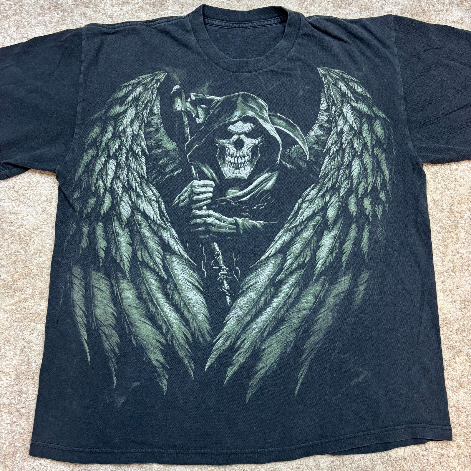 Vintage Y2K Grim Reaper Angel of Death Short Sleeve Shirt Men's 2XL Size US XXL / EU 58 / 5 - 2 Thumbnail