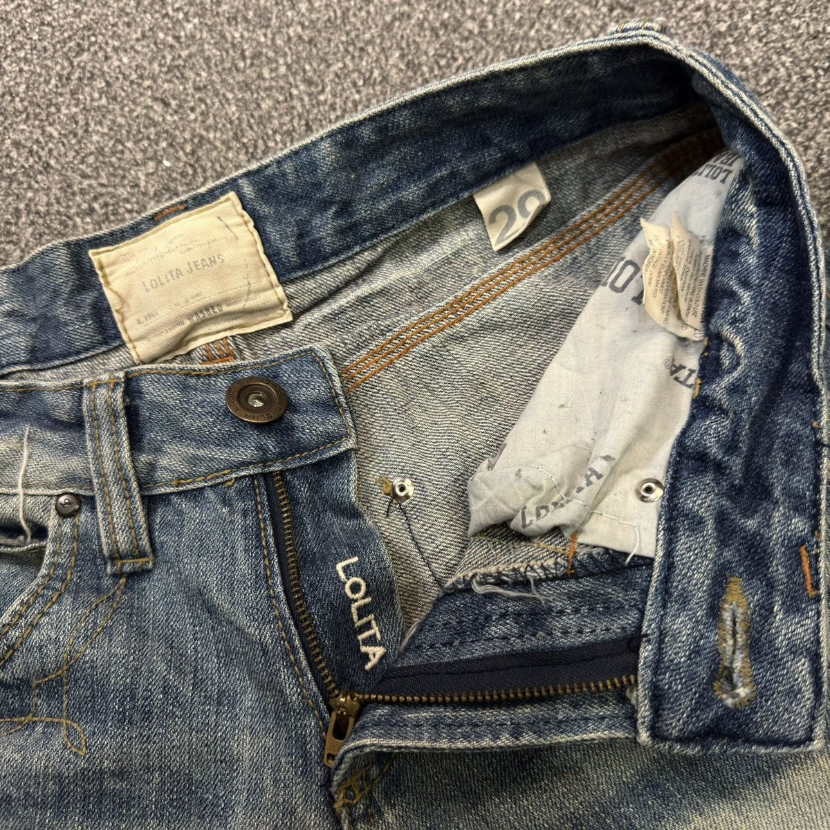 Beauty Beast Lolita Flared Distressed Exotic Heavy Faded Denim Jeans Size US 29 - 14 Thumbnail