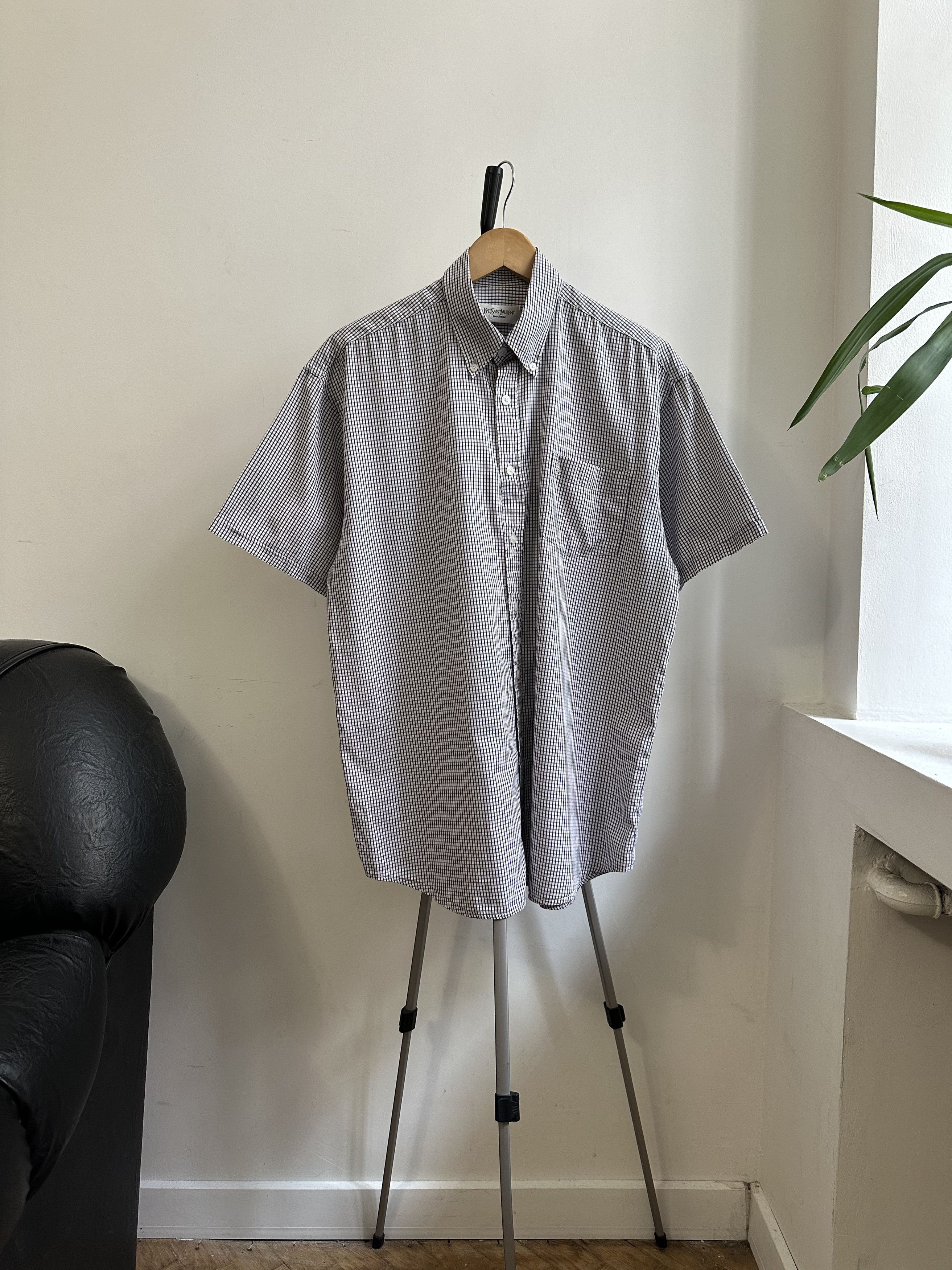 Vintage Yves Saint Laurent Vintage Checkered Short Sleeve Shirt Size US M / EU 48-50 / 2 - 2 Thumbnail