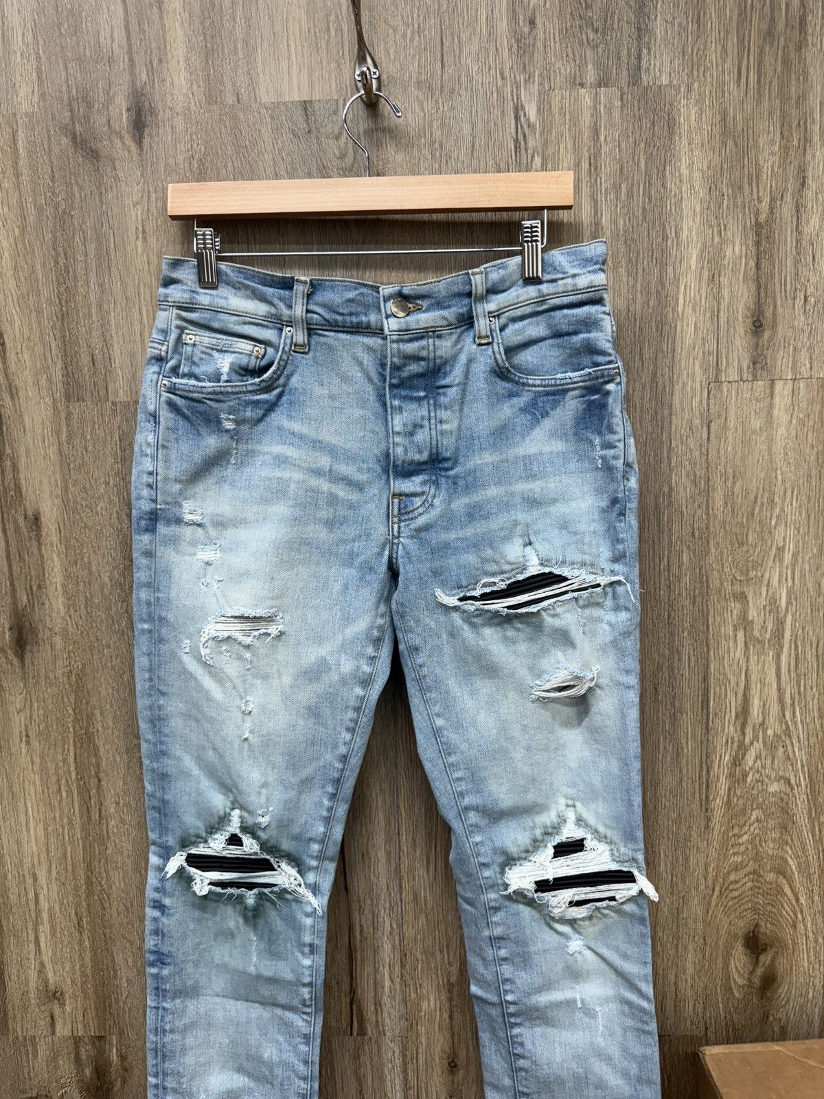 Amiri Amiri MX1 Blue Jeans Black Patch Size US 31 - 2 Thumbnail