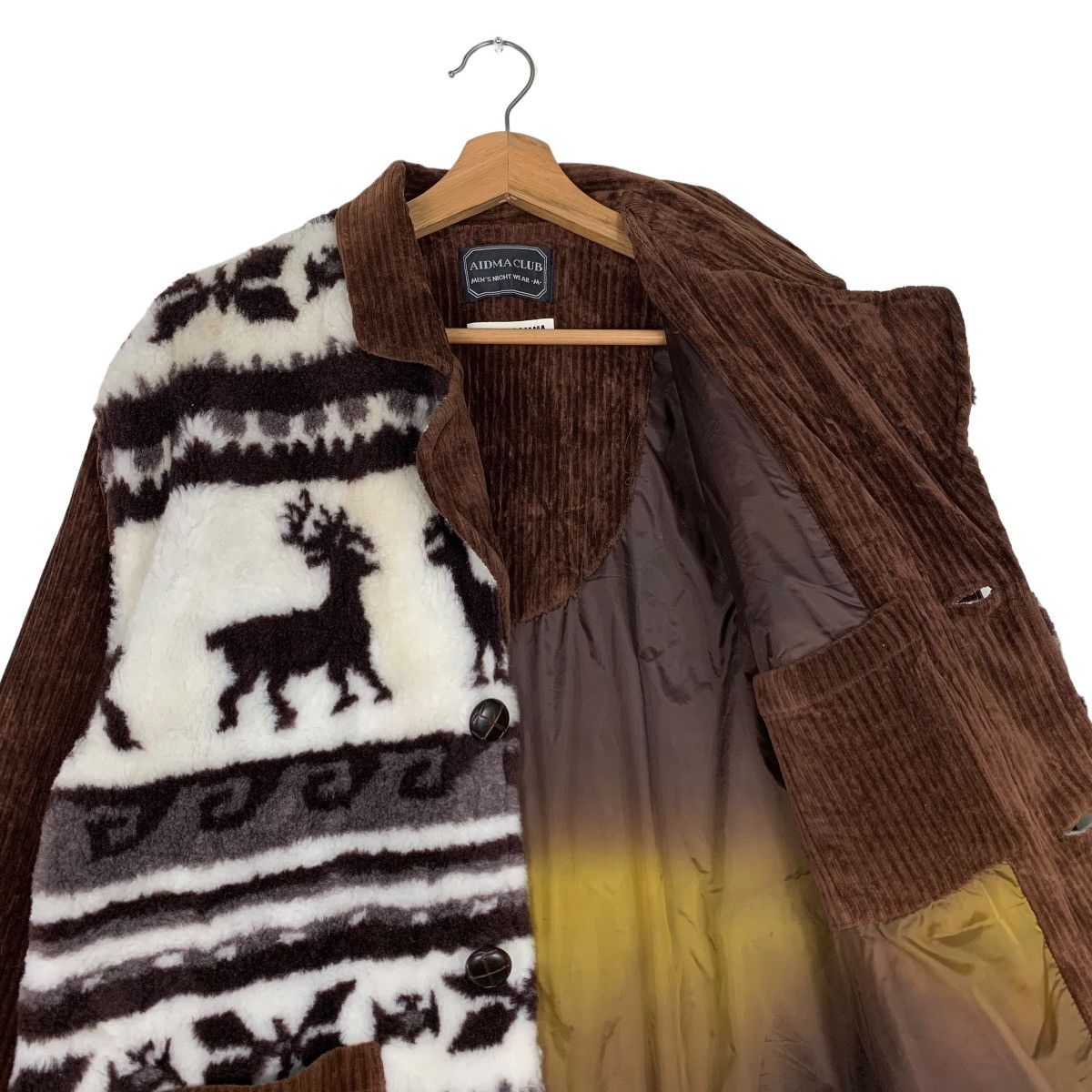 Japanese Brand AIDMA CLUB Fleece Printed Hybrid Corduroy Jacket #0456-C21 Size US M / EU 48-50 / 2 - 10 Thumbnail