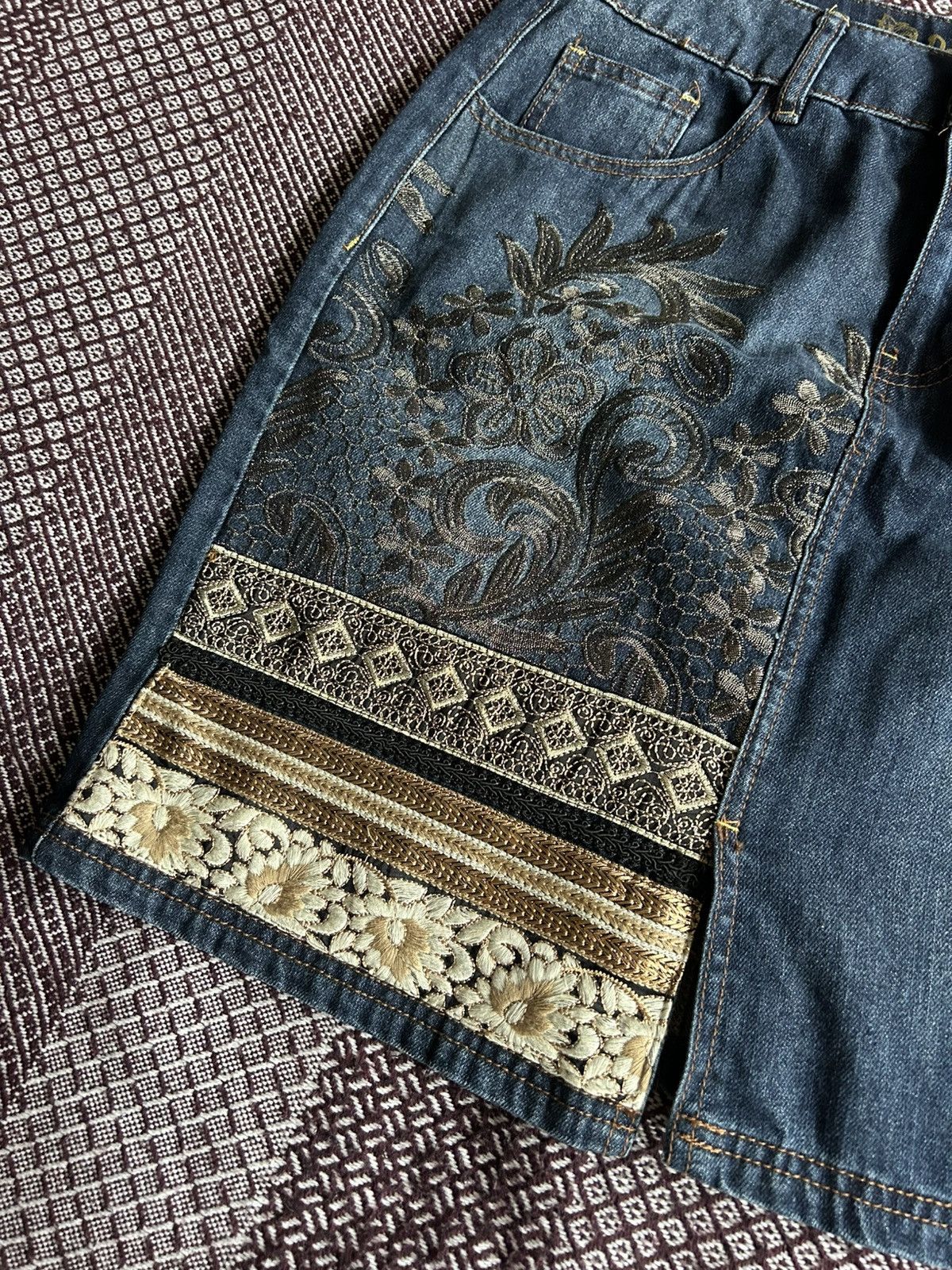 Desigual Desigual New Printed Midi Skirt Denim Solid Style Size 32 Size 32" / US 10 / IT 46 - 2 Thumbnail