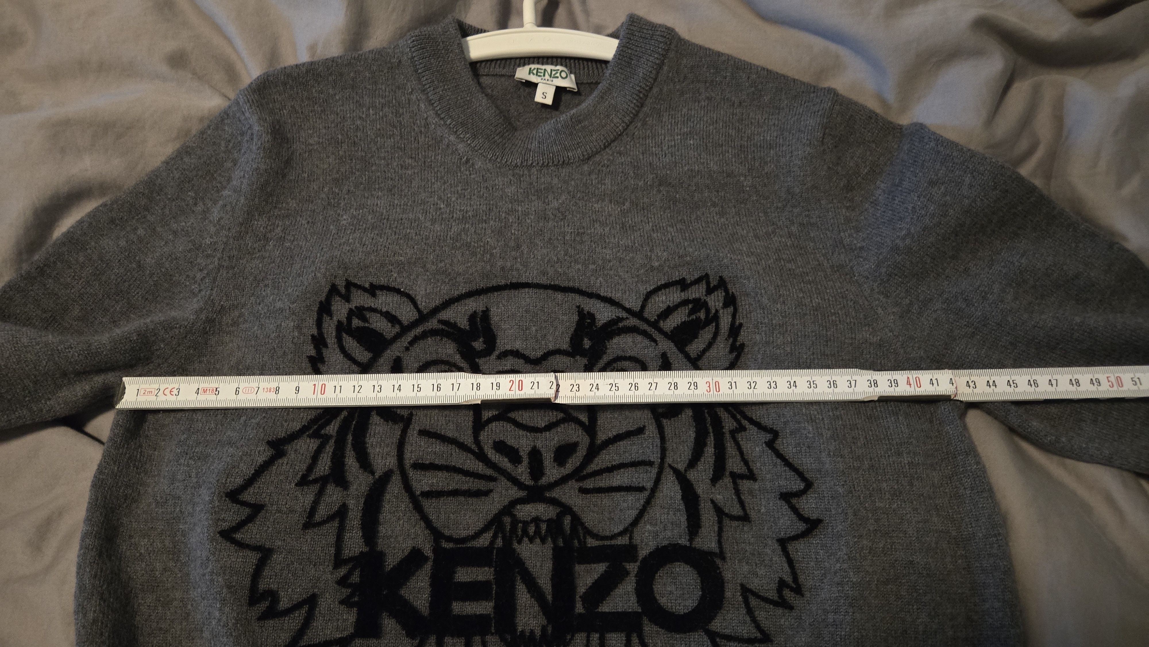 Kenzo Kenzo Grey Knitted Sweater with Stitched Tiger (Black) Size US S / EU 44-46 / 1 - 5 Thumbnail