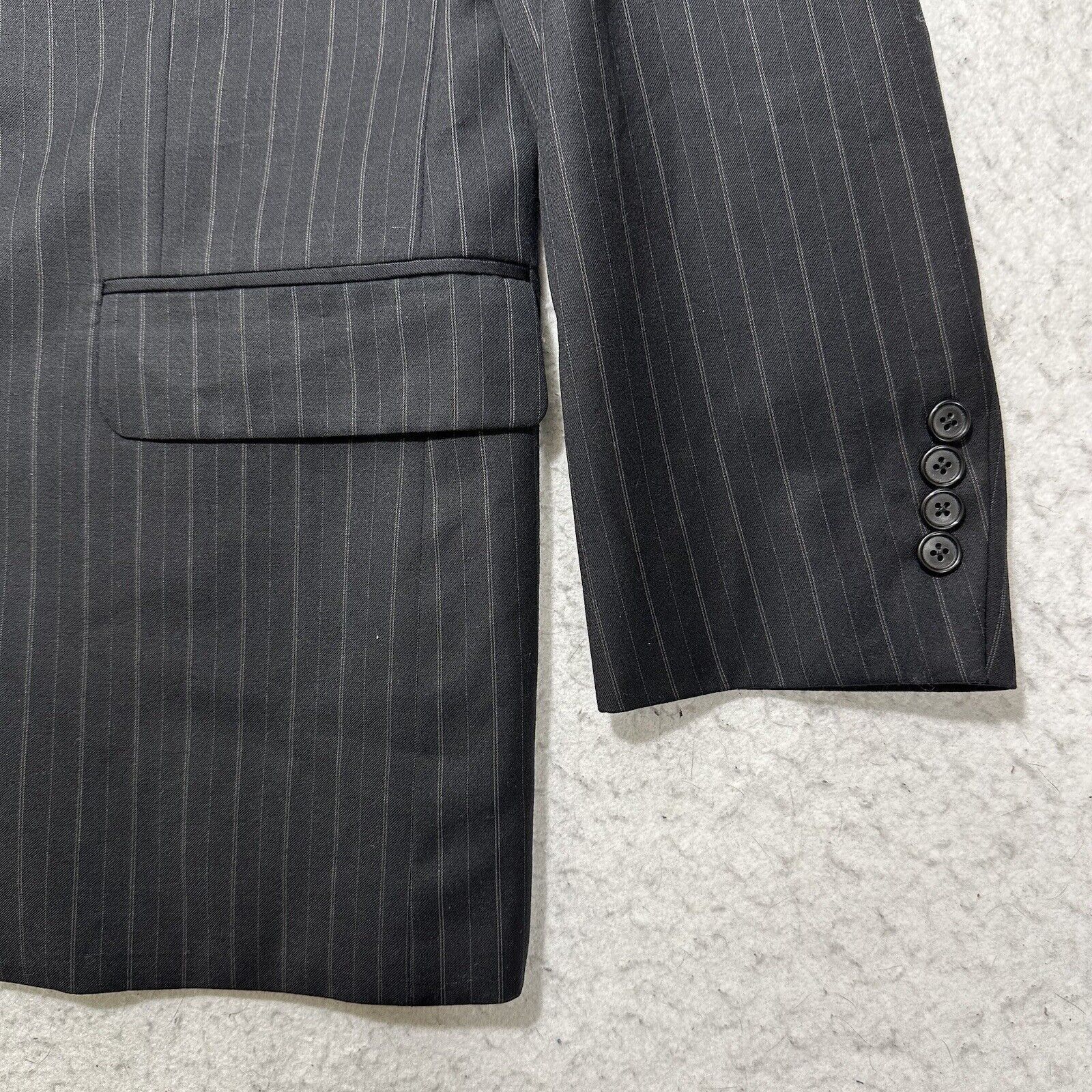 Tasso Elba Tasso Elba 38R Super 110's Wool Suit Jacket Gray Striped Size 38R - 4 Thumbnail