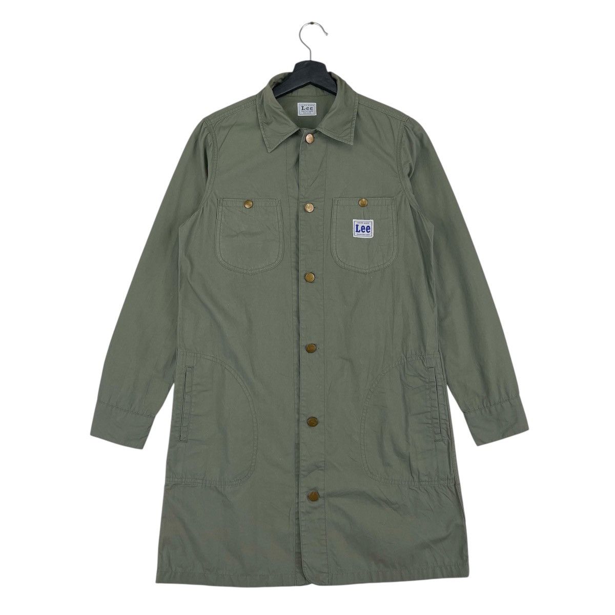 Lee Lee Union Made Olive Green Long Button Shirt Jacket Size M / US 6-8 / IT 42-44 - 1 Thumbnail
