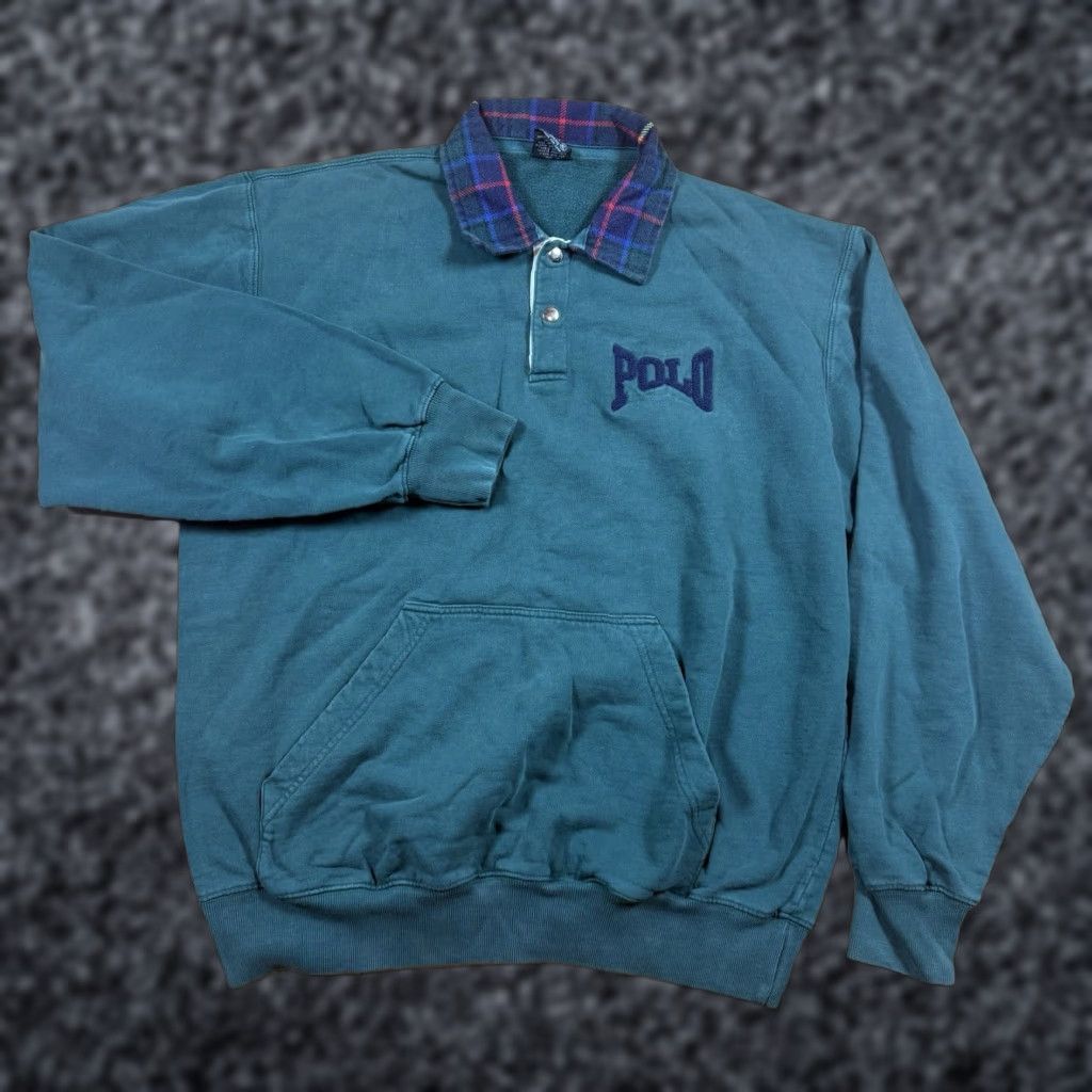 Ralph Lauren VTG Ralph Lauren Polo Quarter Button Sweater Embroidered Mens XL Green Pullover Spellout Size US XL / EU 56 / 4 - 1 Thumbnail