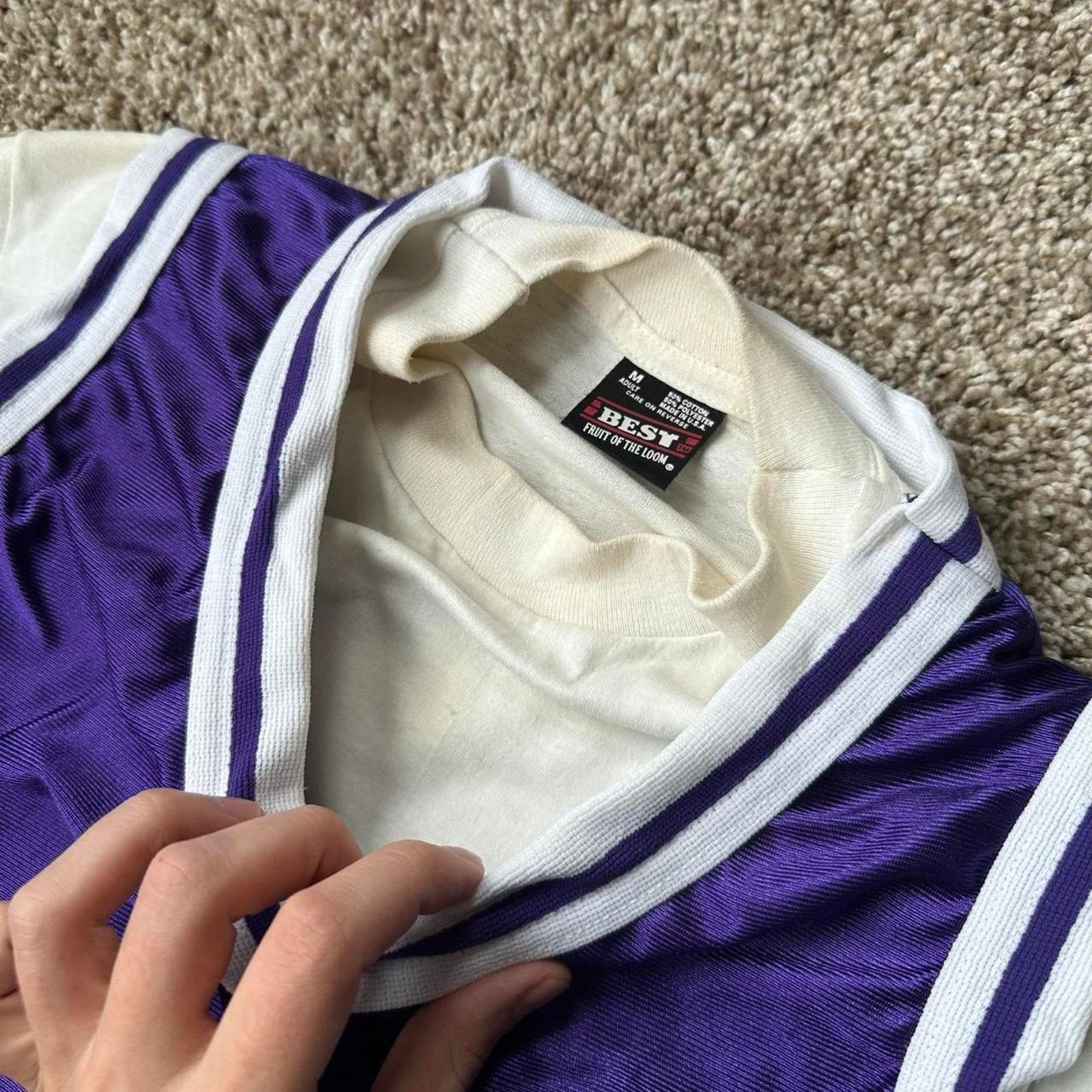 Vintage Vintage 80s White Black Tee Purple Basketball Jersey Shirt Size US M / EU 48-50 / 2 - 5 Thumbnail