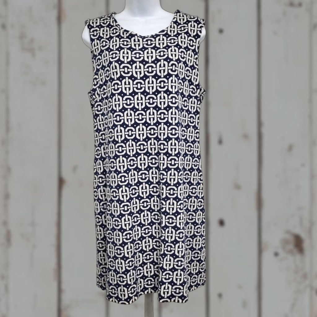 Banana Republic Banana Republic Dress Women’s 14 Blue Geo Print Sheath Rear Zip Back Ponte Dress Size XL / US 12-14 / IT 48-50 - 1 Thumbnail