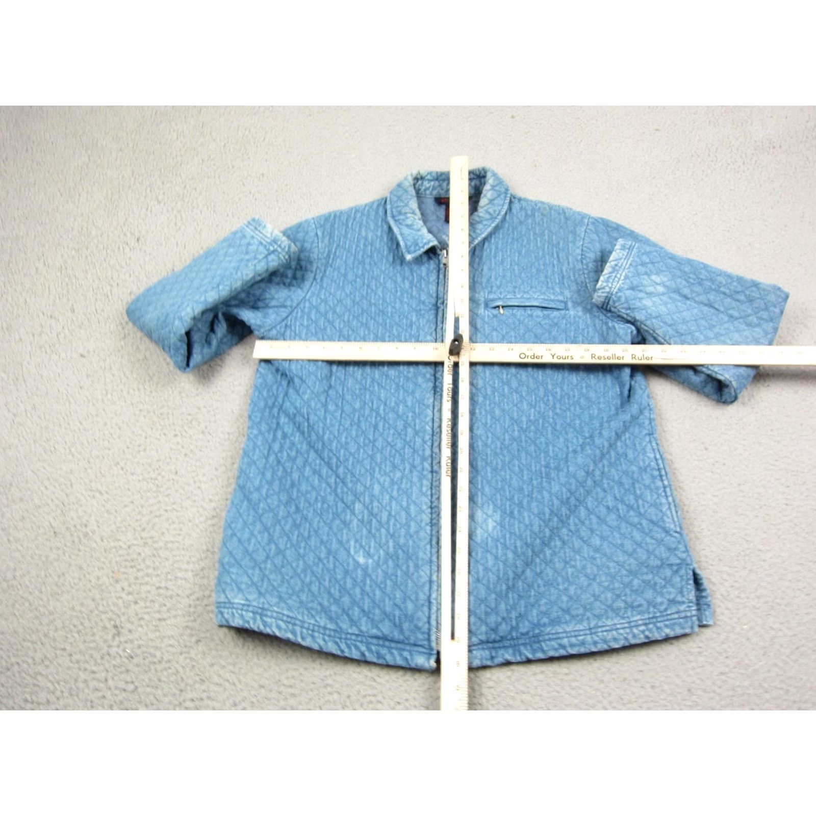 Denim & Co. Vintage Denim & Co Jacket Womens Large Blue Quilted Bomber Full Zip Cotton 90s Size L / US 10 / IT 46 - 7 Thumbnail