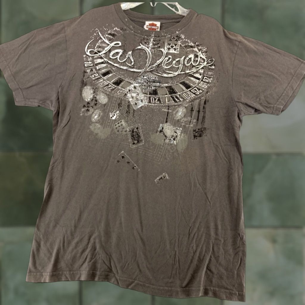 Harley Davidson Harley-Davidson T-Shirt Las Vegas Nevada 2010 Graphic Print Adult Large Gray Motorcycle Logo Casual Men Size US L / EU 52-54 / 3 - 1 Thumbnail