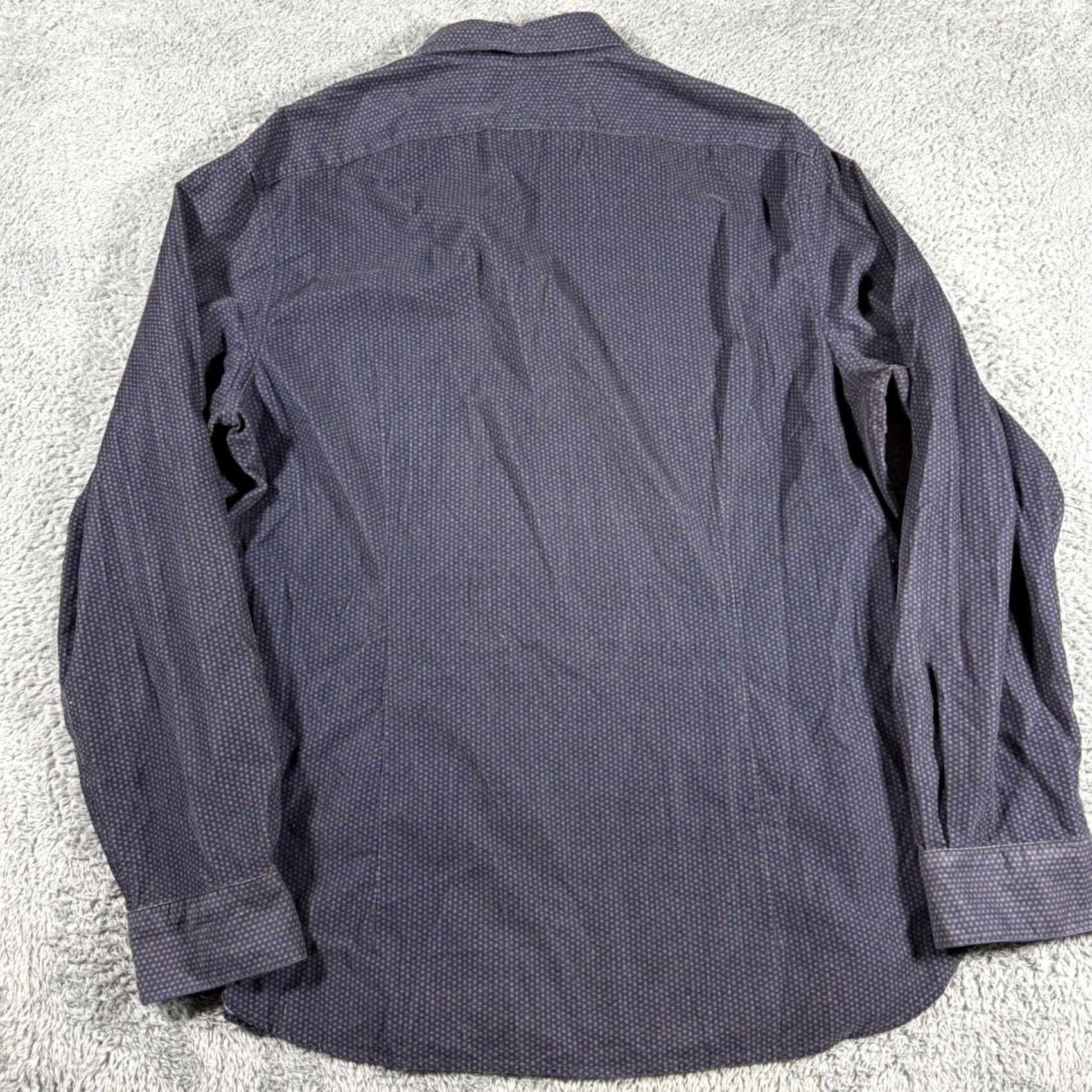 John Varvatos John Varvatos Blue Corduroy Shirt Men XL Polka Dot All Over Print Button Size US XL / EU 56 / 4 - 5 Thumbnail