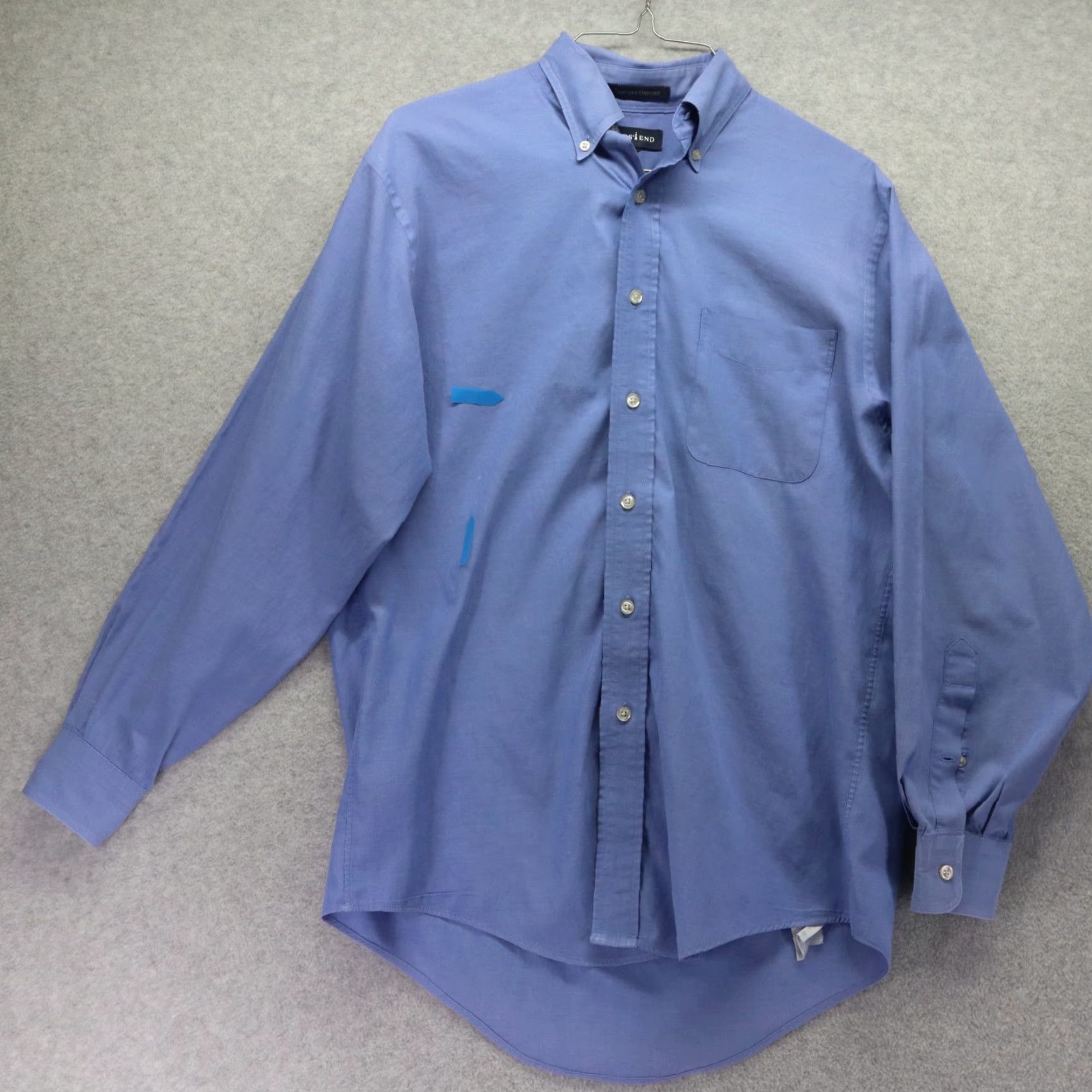 Lands' End Lands' End Shirt Mens 14.5-32 Pinpoint Oxford Pocket Button Up Blue Long Sleeve Size US M / EU 48-50 / 2 - 2 Thumbnail