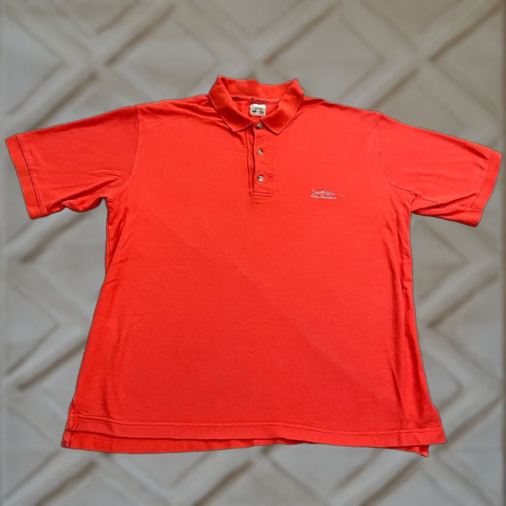 Vintage Columbia Polo Shirt Mens Large Orange Short Sleeve 100% Cotton Fishing Camping Shirt Regular Fit Collared Logo Breathable Easy Care Vintage No Size US L / EU 52-54 / 3 - 1 Thumbnail