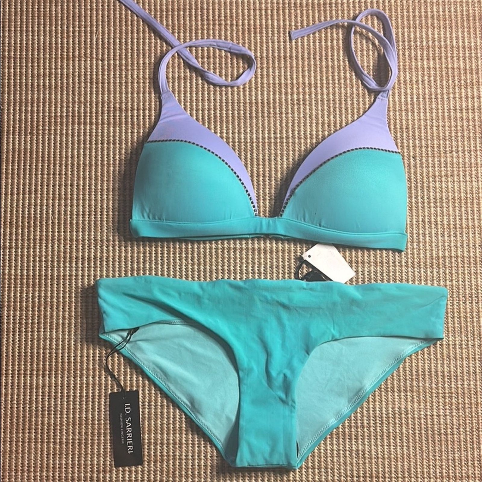 Other NWT I.D. SARRIERI Blue and Purple Bikini Set Swimwear Size S Size ONE SIZE - 1 Thumbnail
