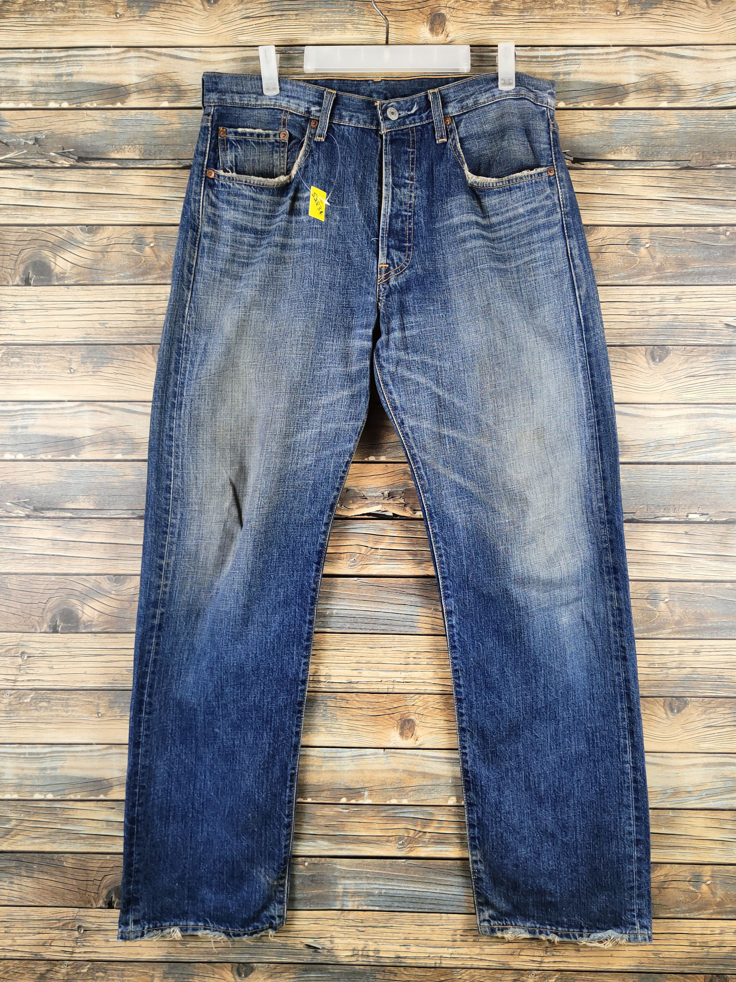 Levi's 501 Levi's Blue Distressed Ripped denim Jeans #S2834 Size US 33 - 1 Thumbnail