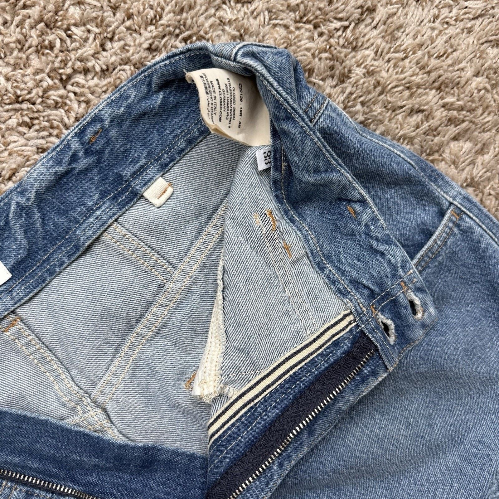 CLOSED CLOSED Made Italy Light Wash Blue Denim Barrel Jeans Baggy Size 33" - 6 Thumbnail
