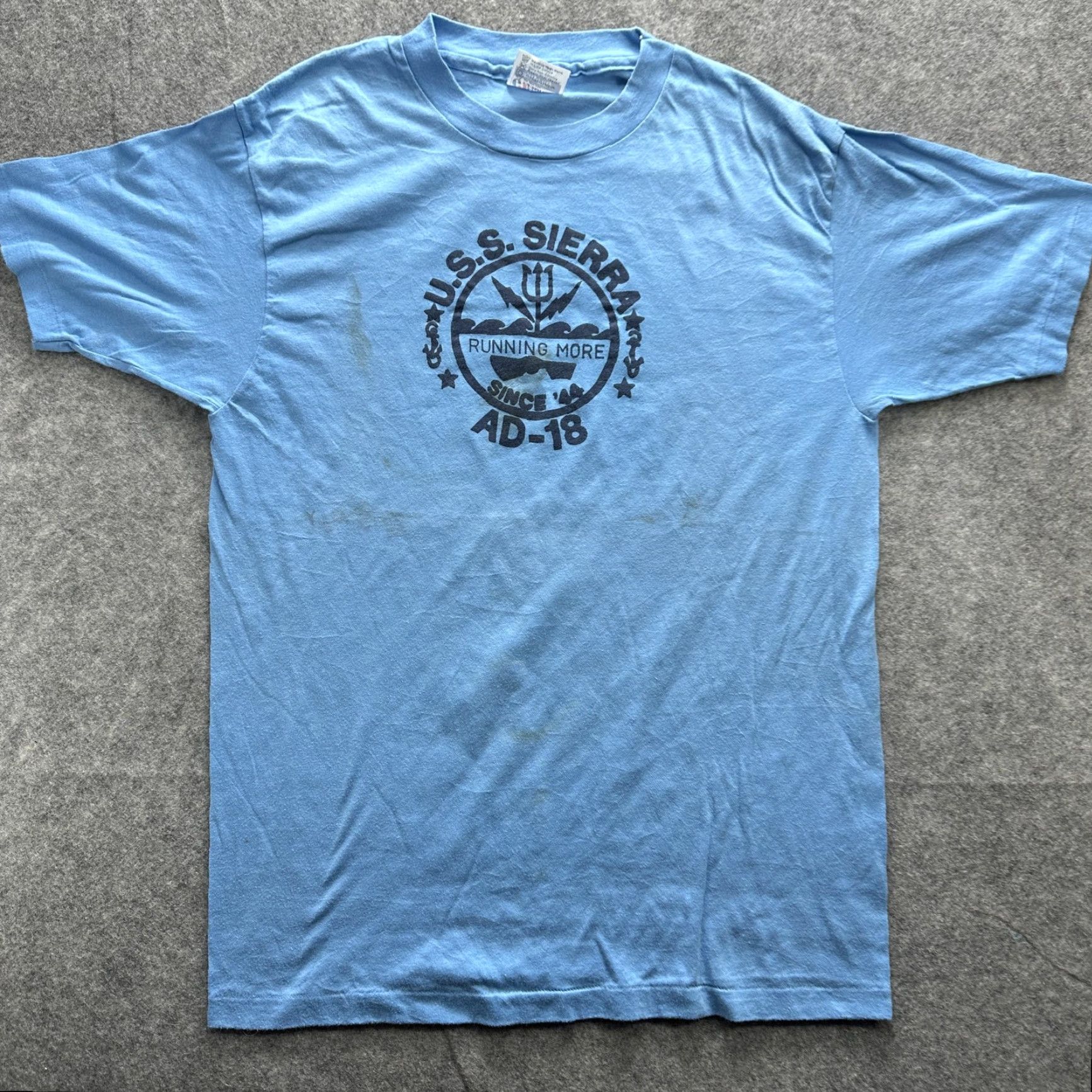 Hanes VINTAGE Hanes Fifty-Fifty USS Sierra Shirt Mens Large Blue Graphic 80s Navy Ship Crew Neck Short Sleeve Size US L / EU 52-54 / 3 - 2 Thumbnail