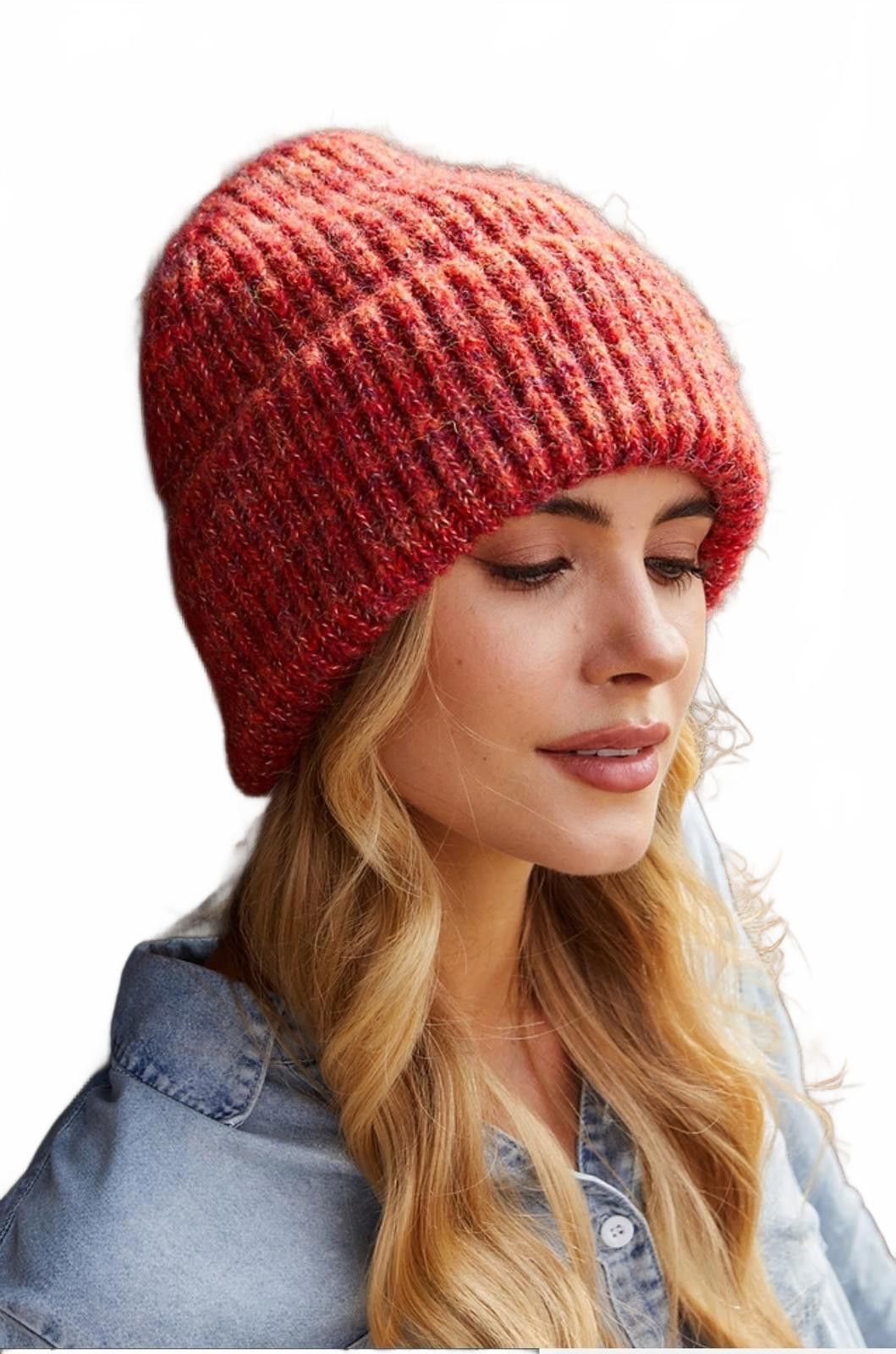 Hat Club Red Knit Beanie Hat - Warm Winter Essential Size ONE SIZE - 2 Thumbnail