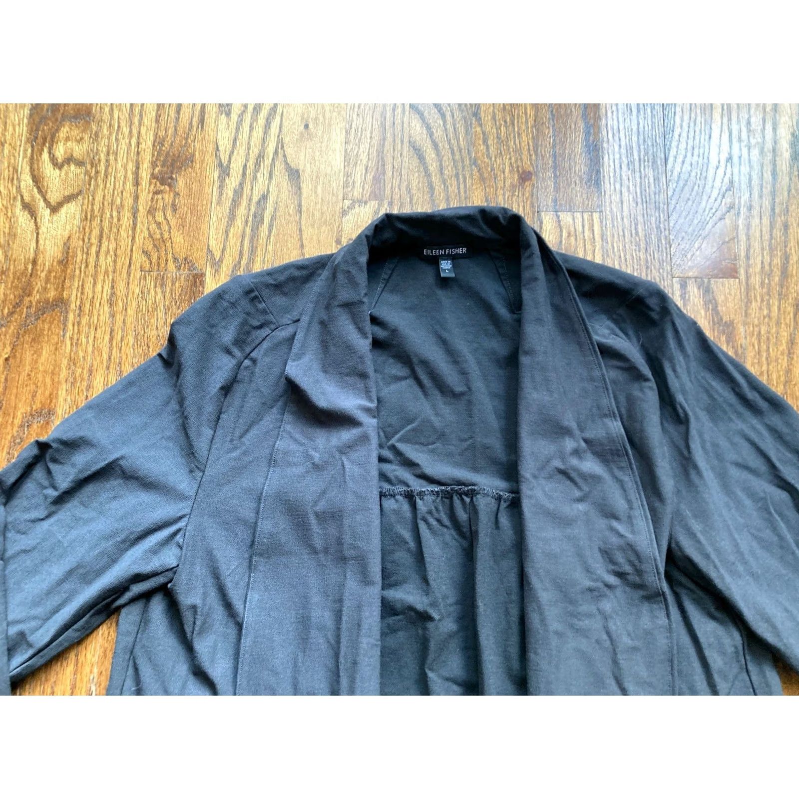 Eileen Fisher Eileen Fisher Cardigan Jacket Womens Large Open Front Dark Gray Stretch Size L / US 10 / IT 46 - 4 Thumbnail