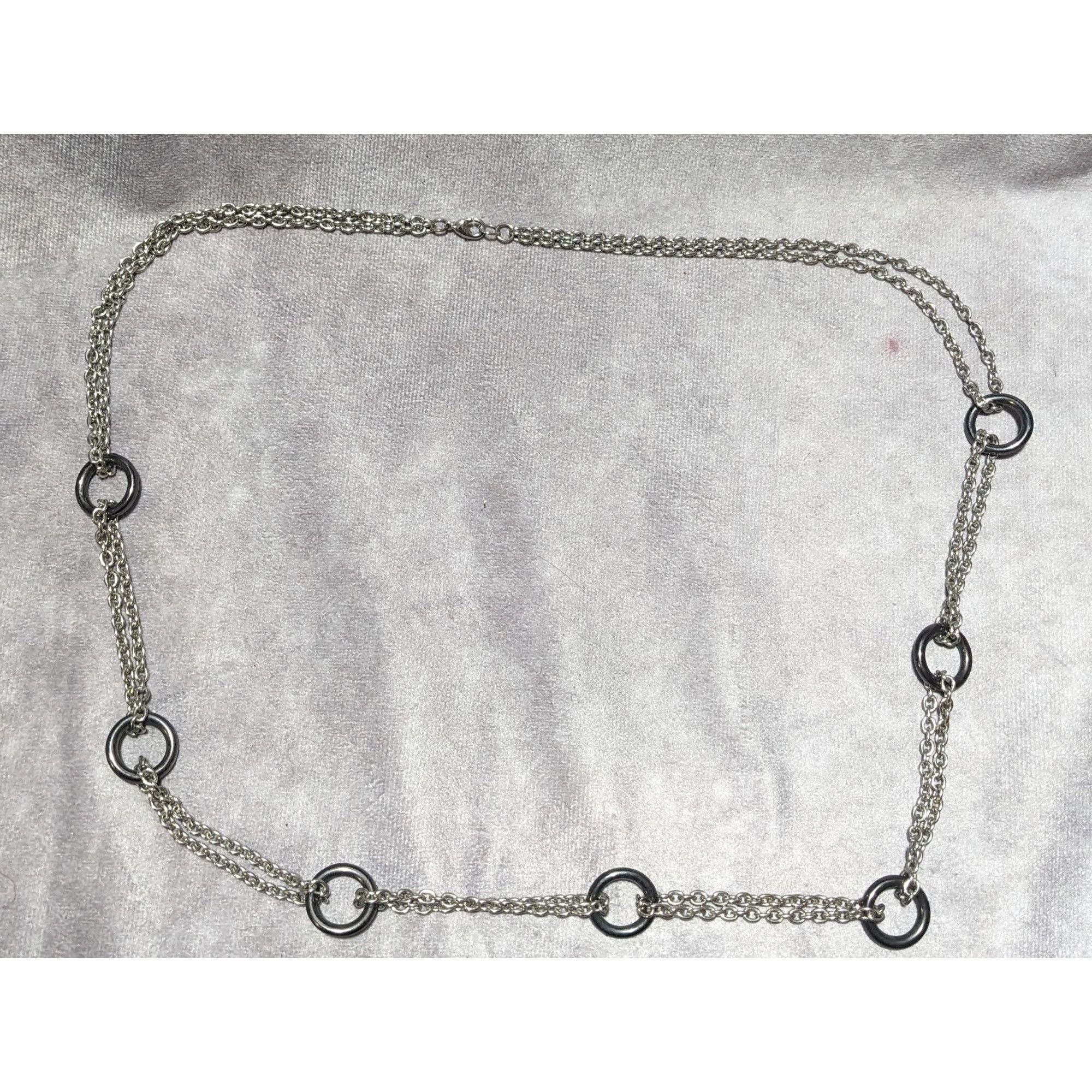 Other Silver Double Chain Link Loop Accent Necklace Size ONE SIZE - 8 Thumbnail