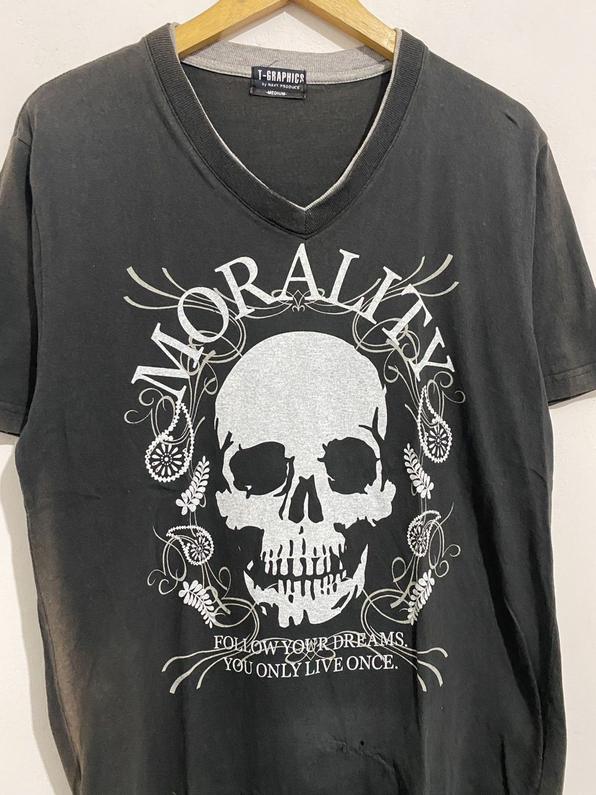 If Six Was Nine × Japanese Brand × Le Grande Bleu (L.G.B.) Japanese Skull Tee Lgb Styled Faded Shirt Size US M / EU 48-50 / 2 - 2 Thumbnail
