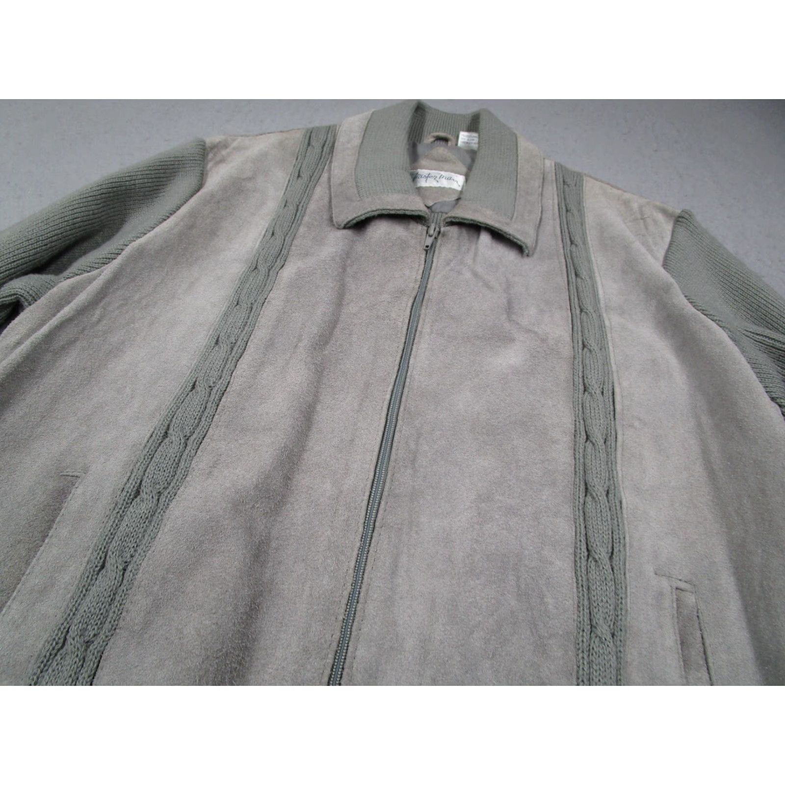 Etro VINTAGE Mister Man Bomber Jacket Mens XL Gray Suede Knit Full Zip Retro 80s Classic Size US XL / EU 56 / 4 - 2 Thumbnail