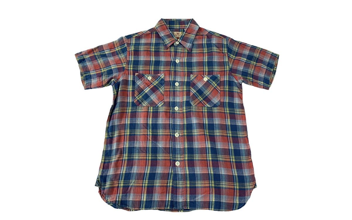 Vintage Sugar Cane Japan Plaid Check Flannel Double Pocket