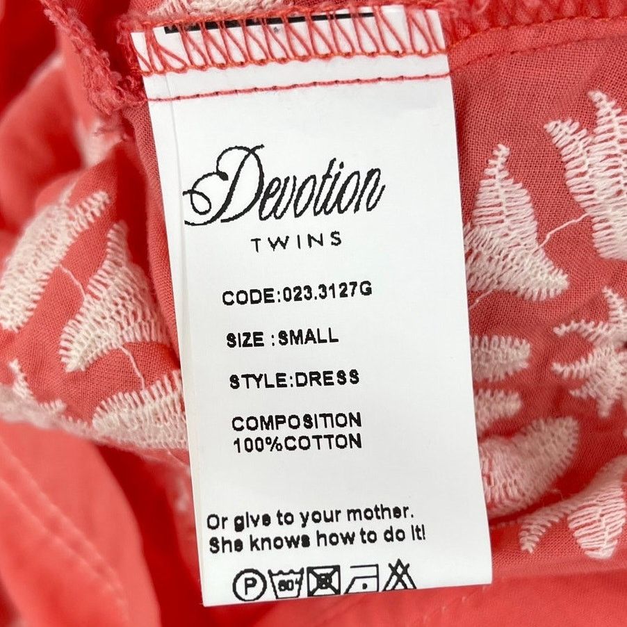 Other Devotion Twins | Coral Embroidered Cotton Dress S Size S / US 4 / IT 40 - 15 Thumbnail