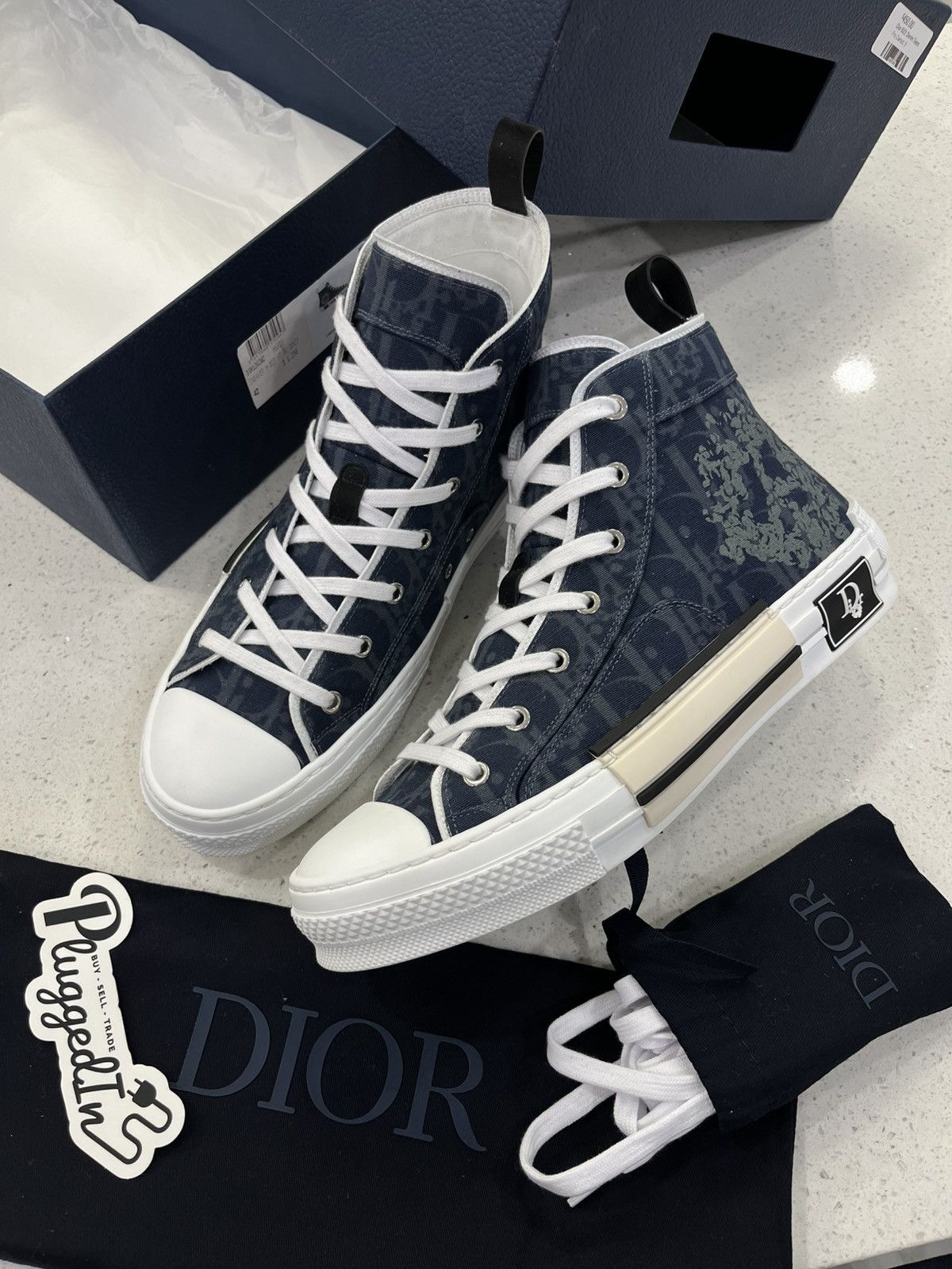 希少コラボ【Dior x Denim Tears】Sneaker B23 High-Top Sneaker Dior x Denim Tears Men's Dior Tears B23 Blue Dior Oblique