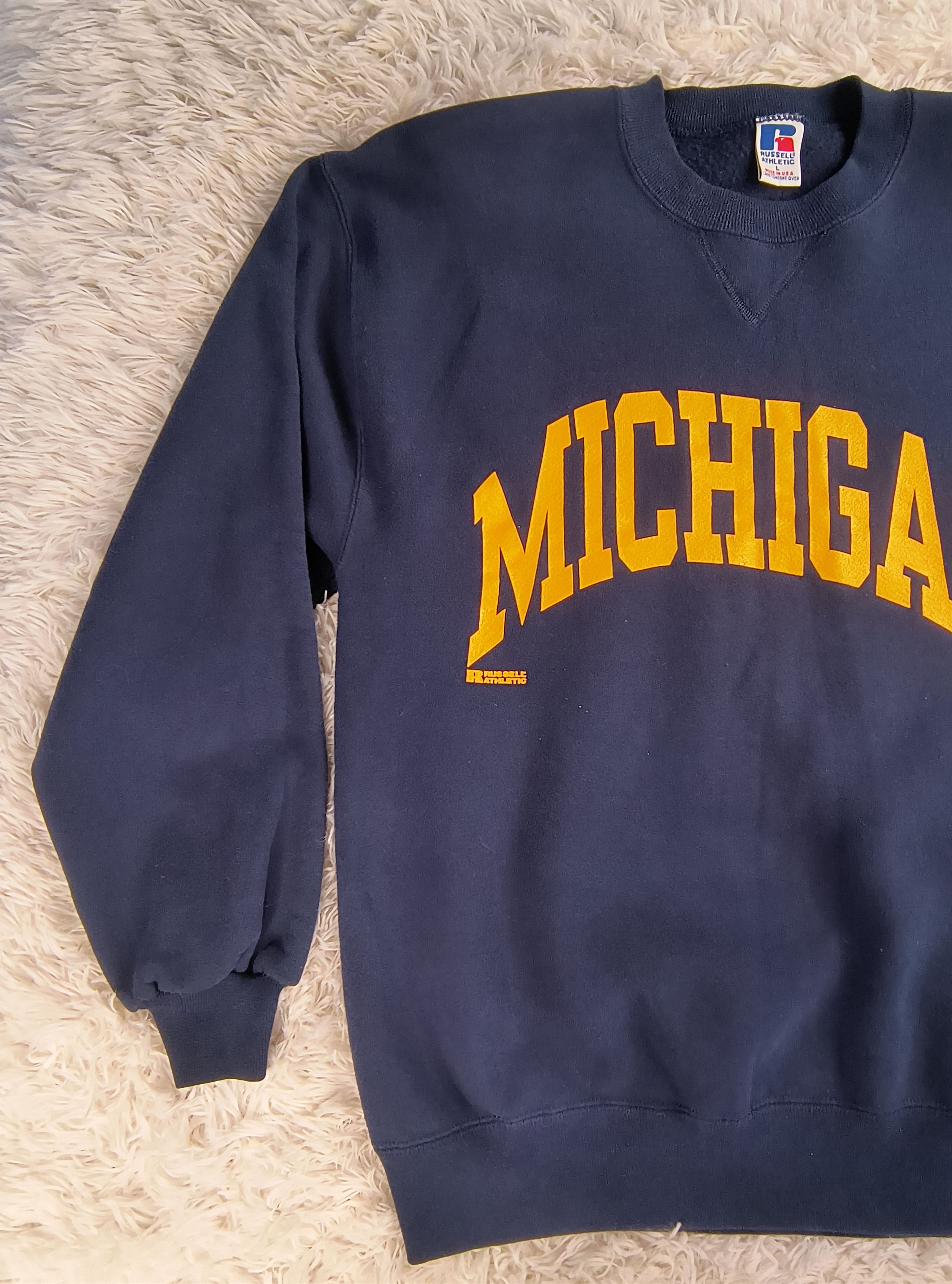 Russell Athletic Vintage Michigan 90s crewneck sweatshirt Size US L / EU 52-54 / 3 - 4 Thumbnail