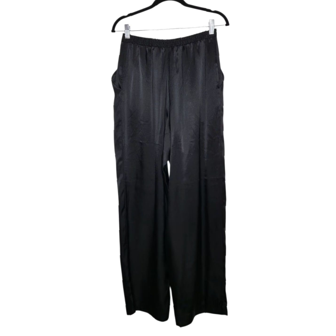 Vintage VINTAGE Black Satin Pants Bottoms Dress Pants Women's 12 Regular 42 13.5 14 27.5 90s 80s Slacks Size 34" / US 12 / IT 48 - 2 Thumbnail