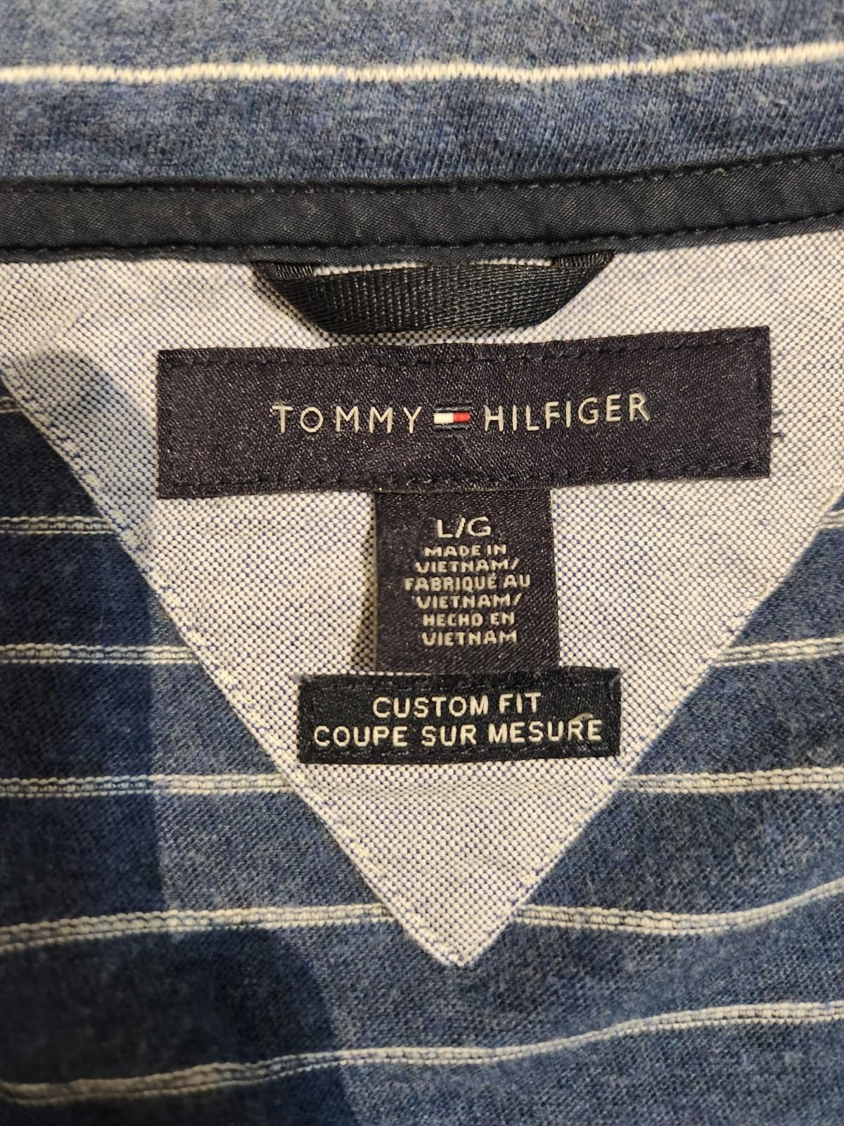 Tommy Hilfiger Tommy Hilfiger Striped Polo Shirt Blue Slim Fit Men's Large Size US L / EU 52-54 / 3 - 2 Thumbnail