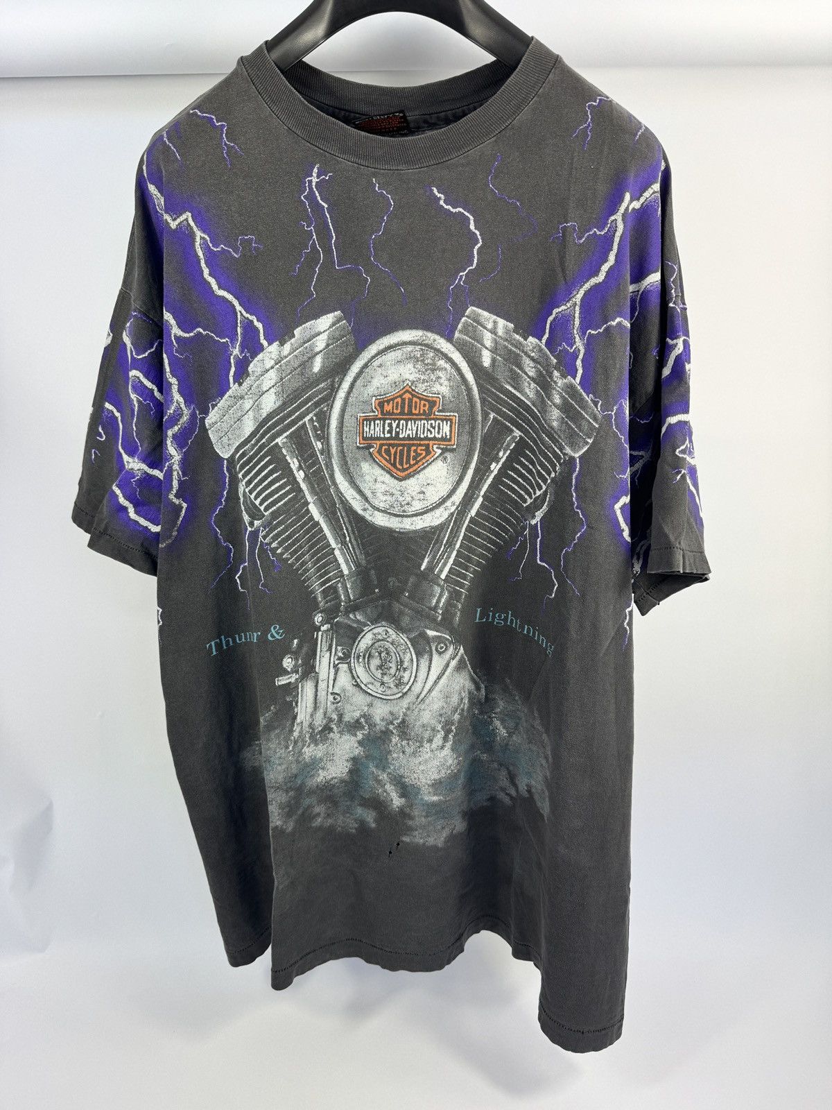 Vintage HARLEY- DAVIDSON THUNDER & LIGHTNING 1990s VINTAGE T-SHIRT Size US XXL / EU 58 / 5 - 1 Thumbnail
