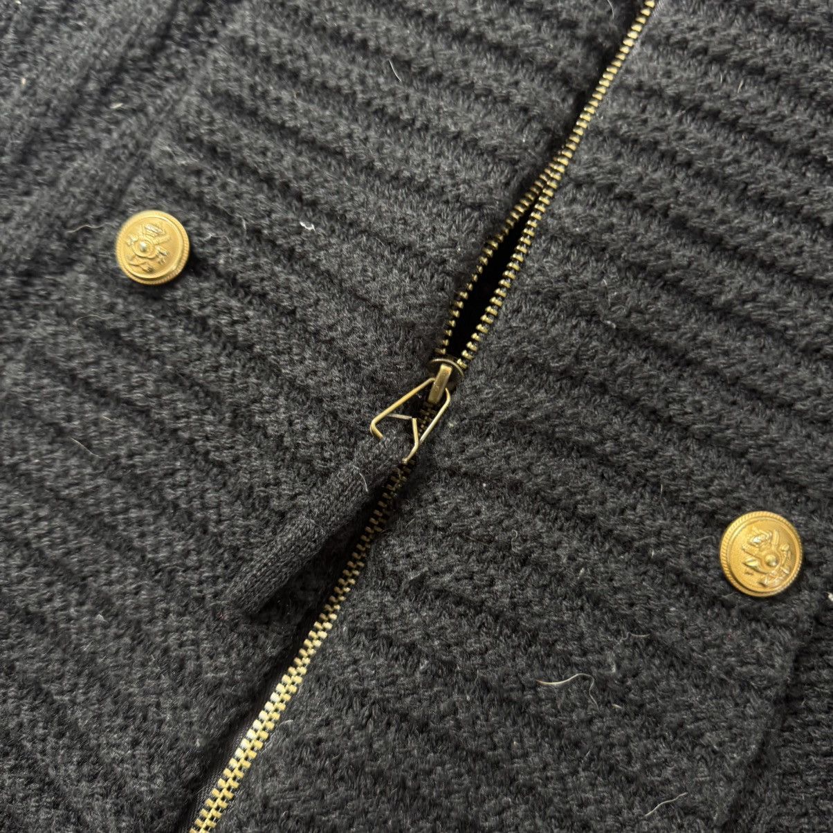 If Six Was Nine Napoleon Black Knitted Military Cardigan Gold Crest Buttons Size S / US 4 / IT 40 - 9 Thumbnail