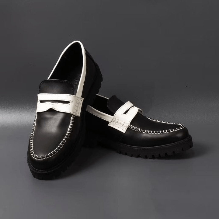 Genuine Leather Silane Loafer Shoes Leather Black White Size US 10 / EU 43 - 2 Thumbnail