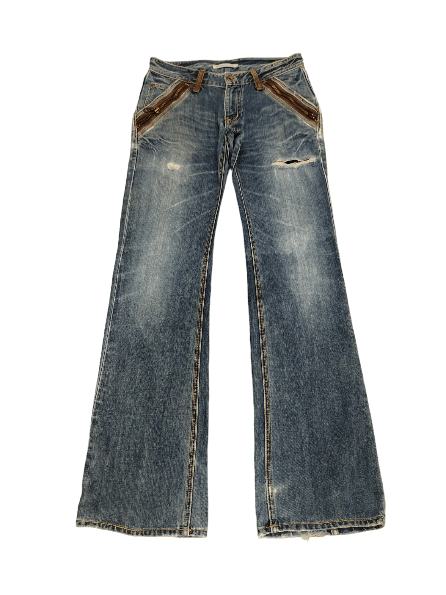 If Six Was Nine Flare Jeans Michel Klein Distress Faded Bootcut Y2k Street Size US 30 / EU 46 - 10 Thumbnail