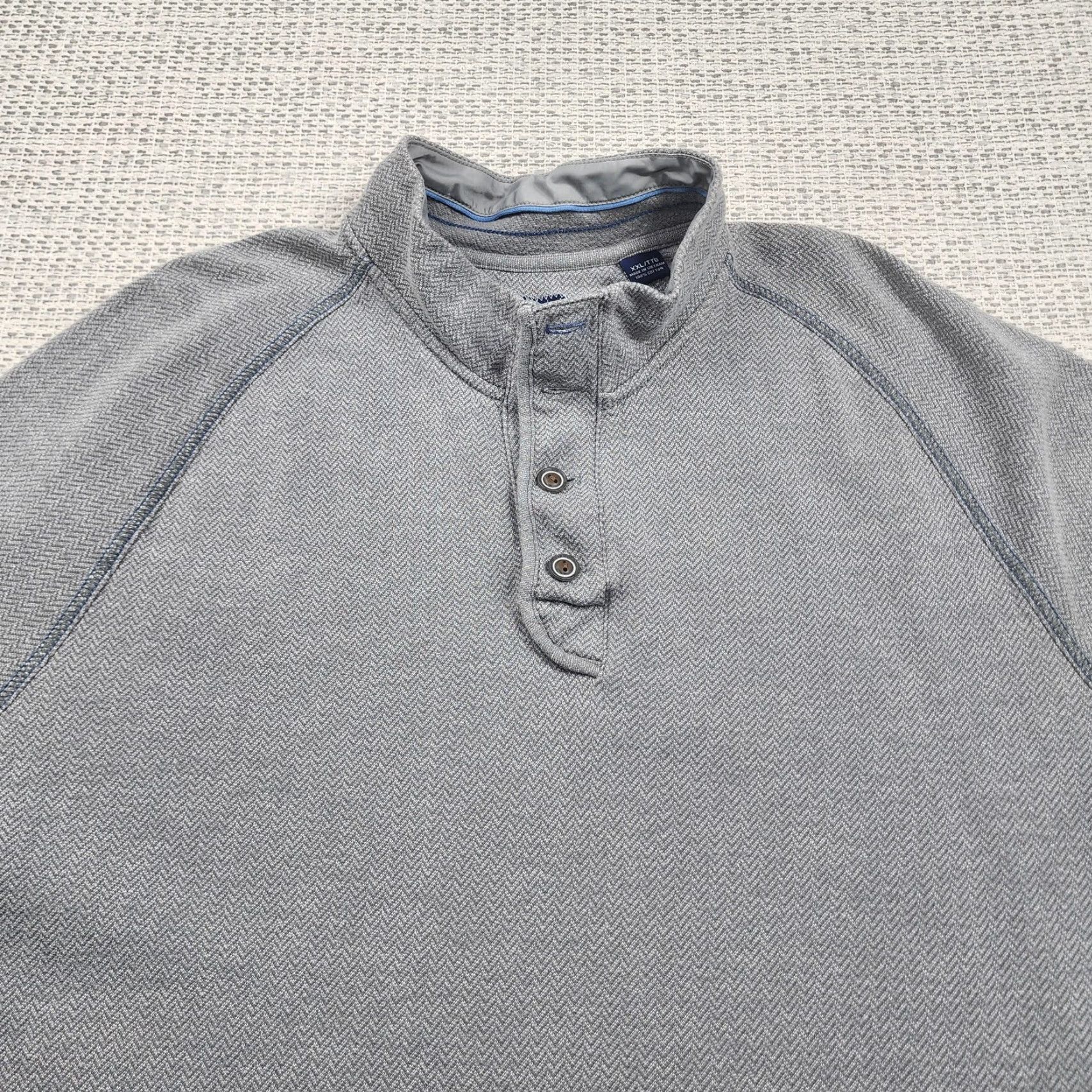 Tommy Bahama Tommy Bahama Sweater Mens 2XL Gray Henley Mock Neck Raglan Size US XXL / EU 58 / 5 - 4 Thumbnail