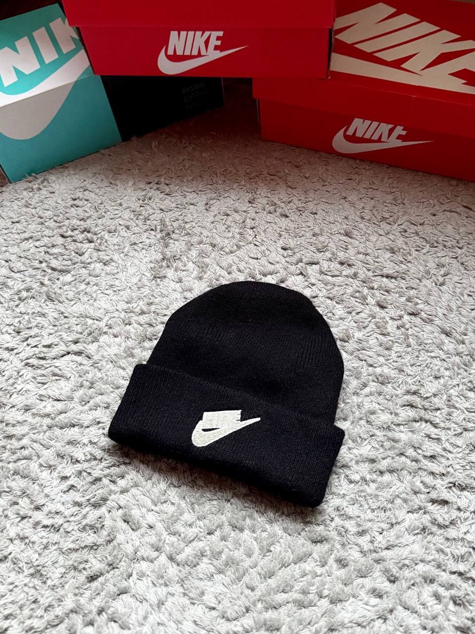Nike 90s Vintage Nike Knitted Beanie Basic Logo Hat Rare Size ONE SIZE - 1 Thumbnail