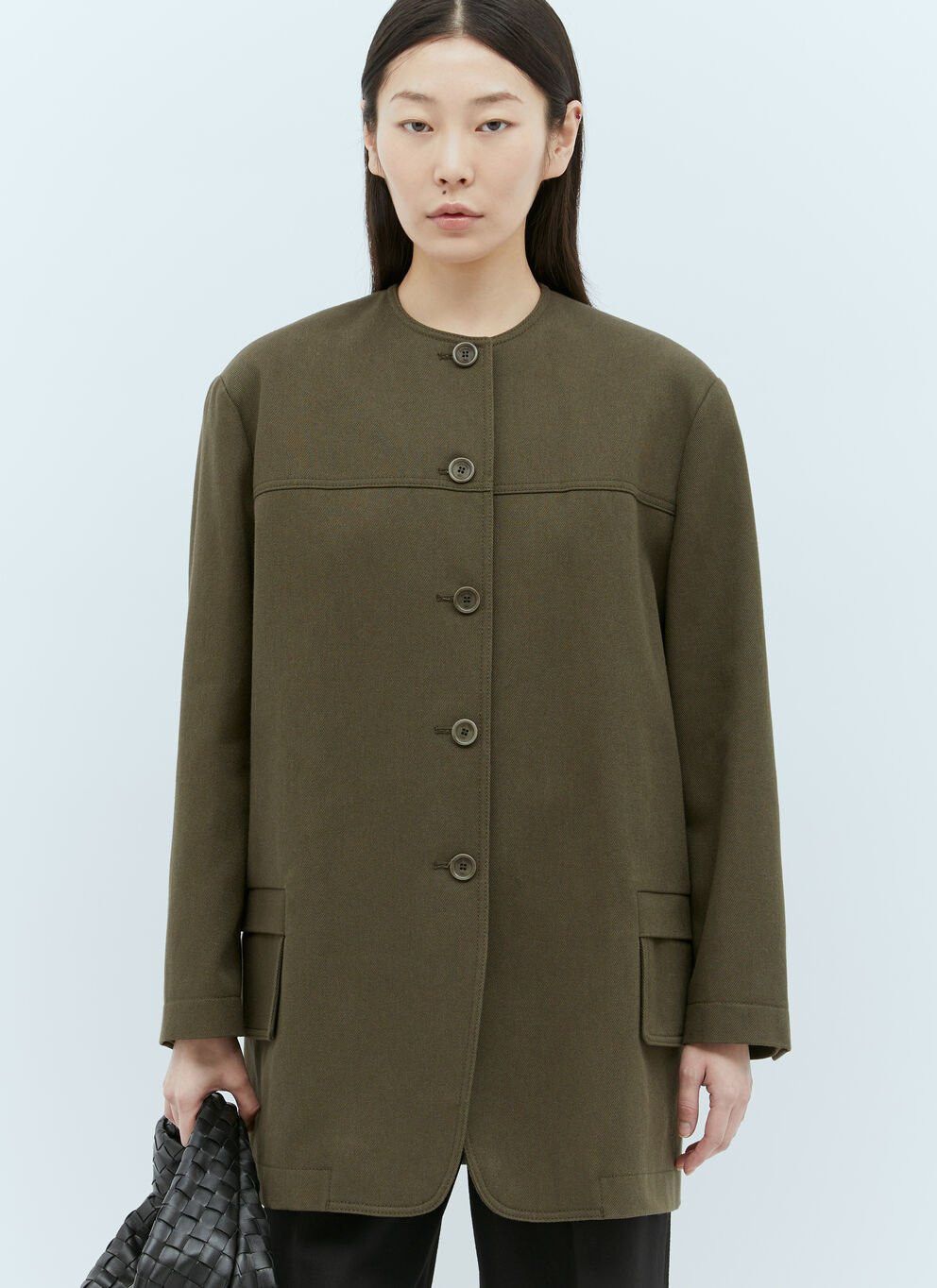image of Max Mara Woven Jacket in Green, Women's (Size Medium)