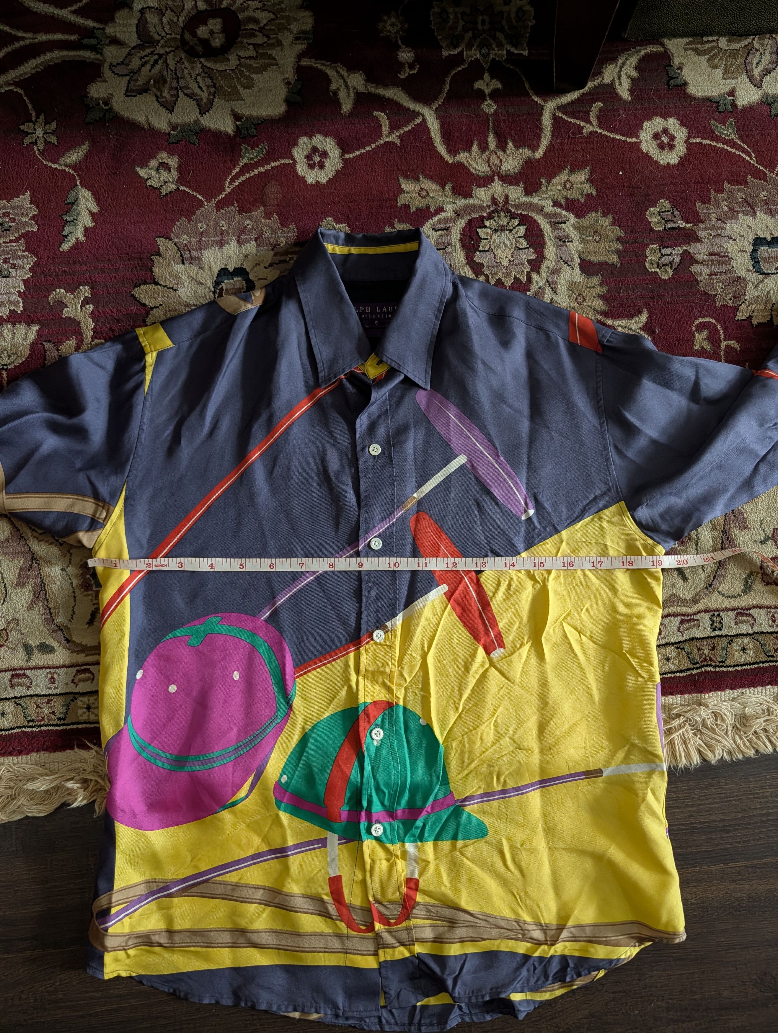 Ralph Lauren Purple Label 100% silk polo equestrian harness pattern button-up shirt Size M / US 6-8 / IT 42-44 - 15 Thumbnail